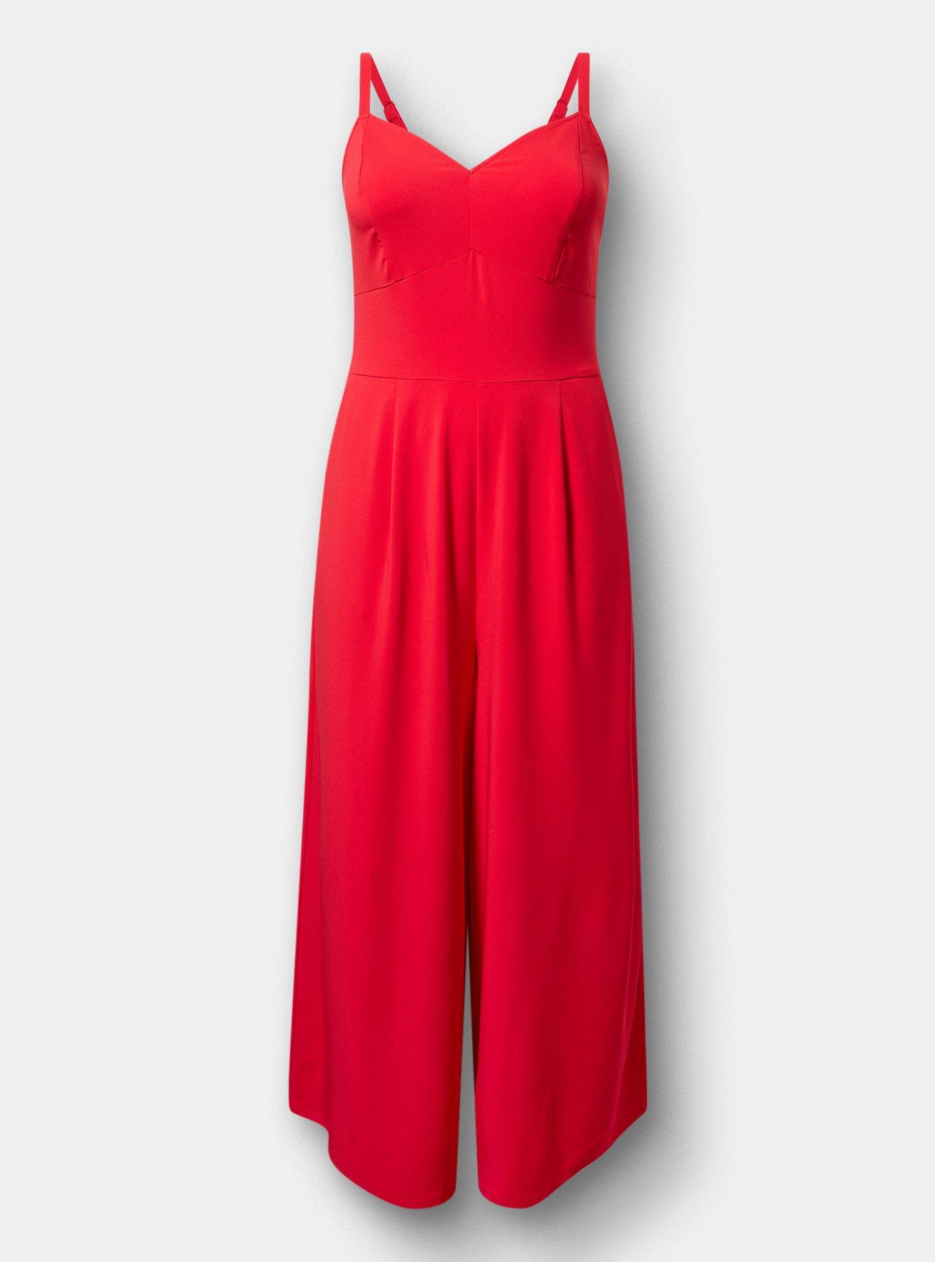 Studio Crepe Wide Leg Jumpsuit, TRUE RED, hi-res