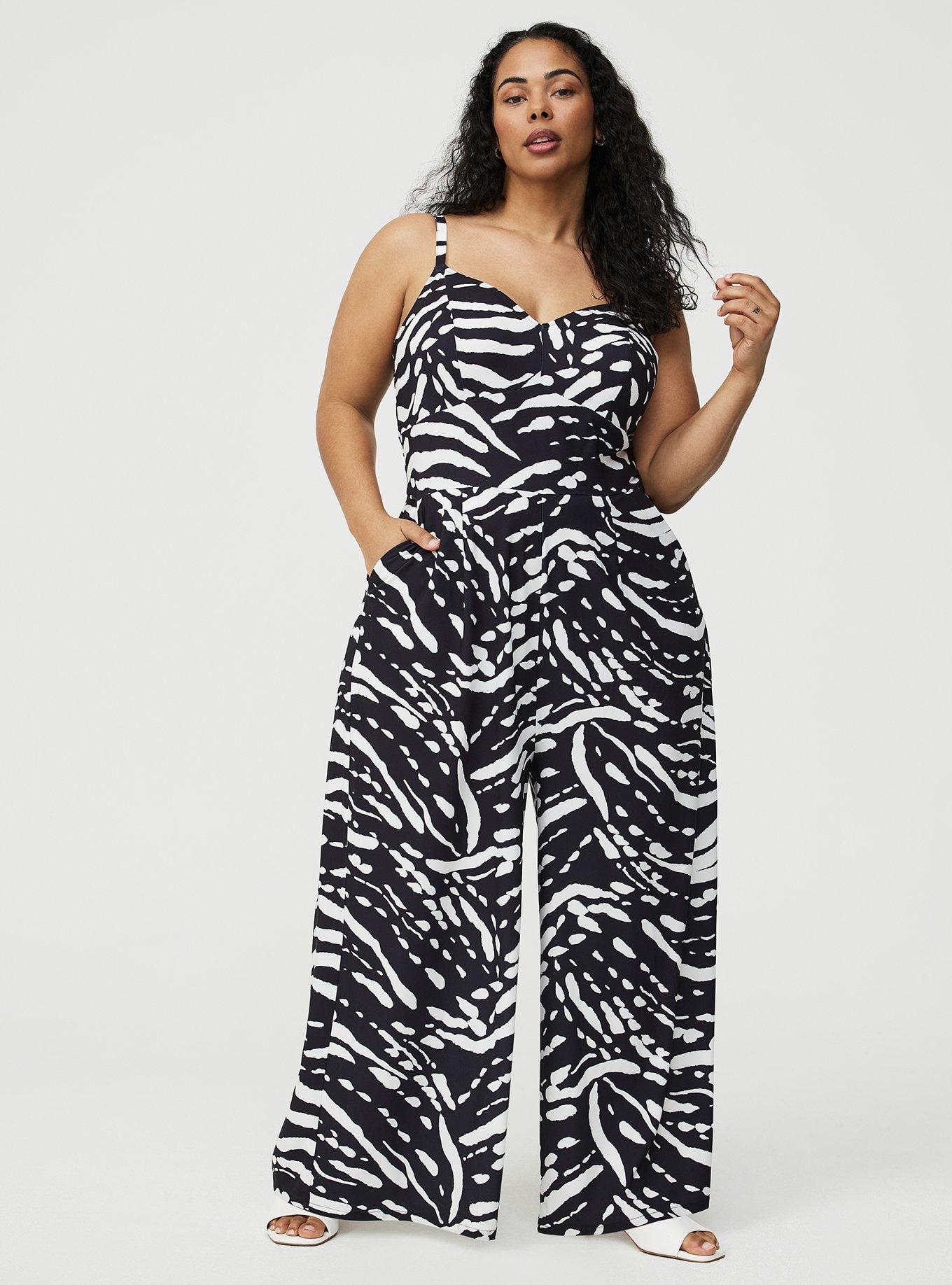 Studio Crepe Wide Leg Jumpsuit, ABSTRACT SPLATTER BLACK, hi-res