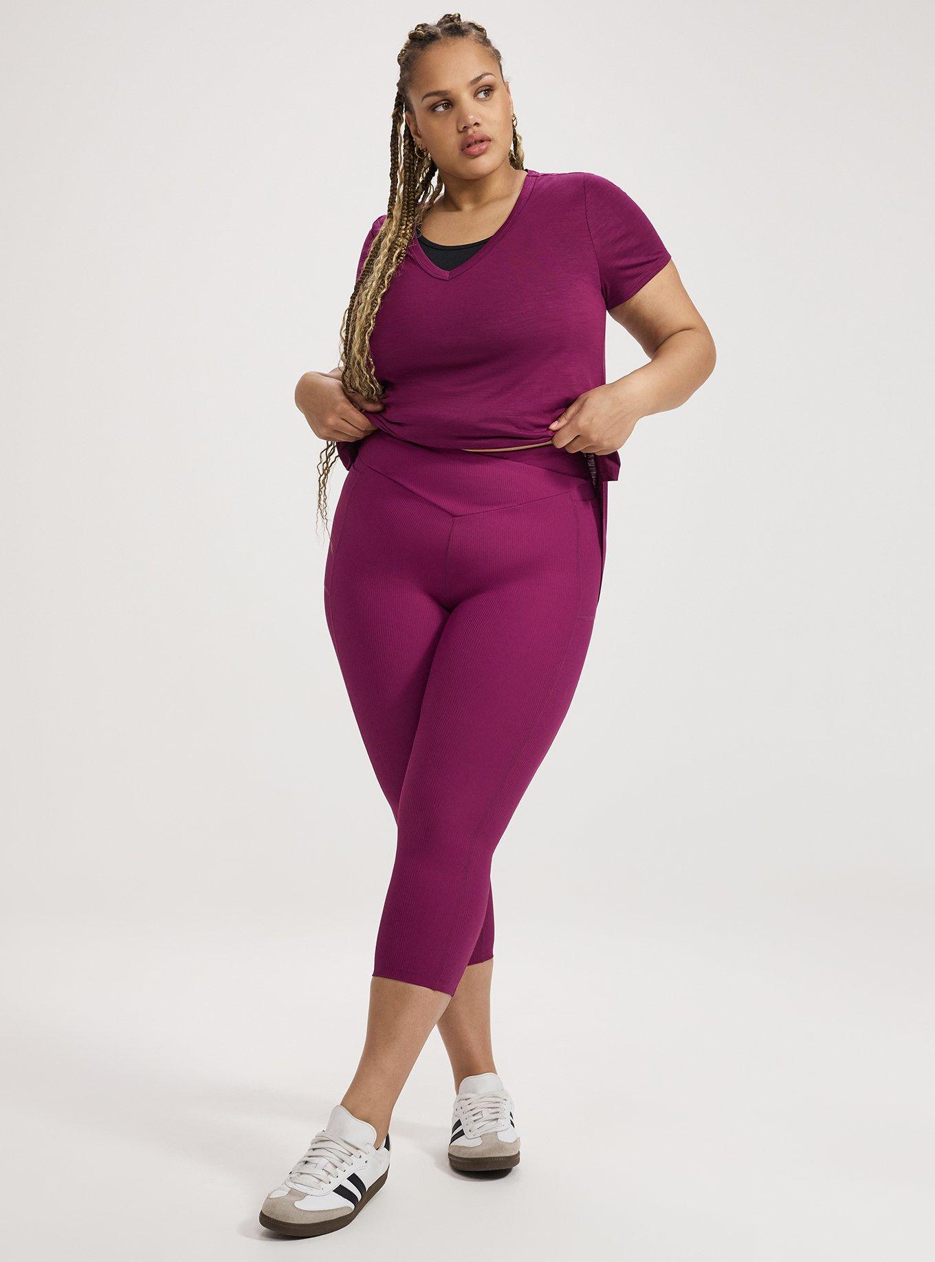 TRU Performance Core V-Band Capri Legging, PLUM CASPIA, hi-res