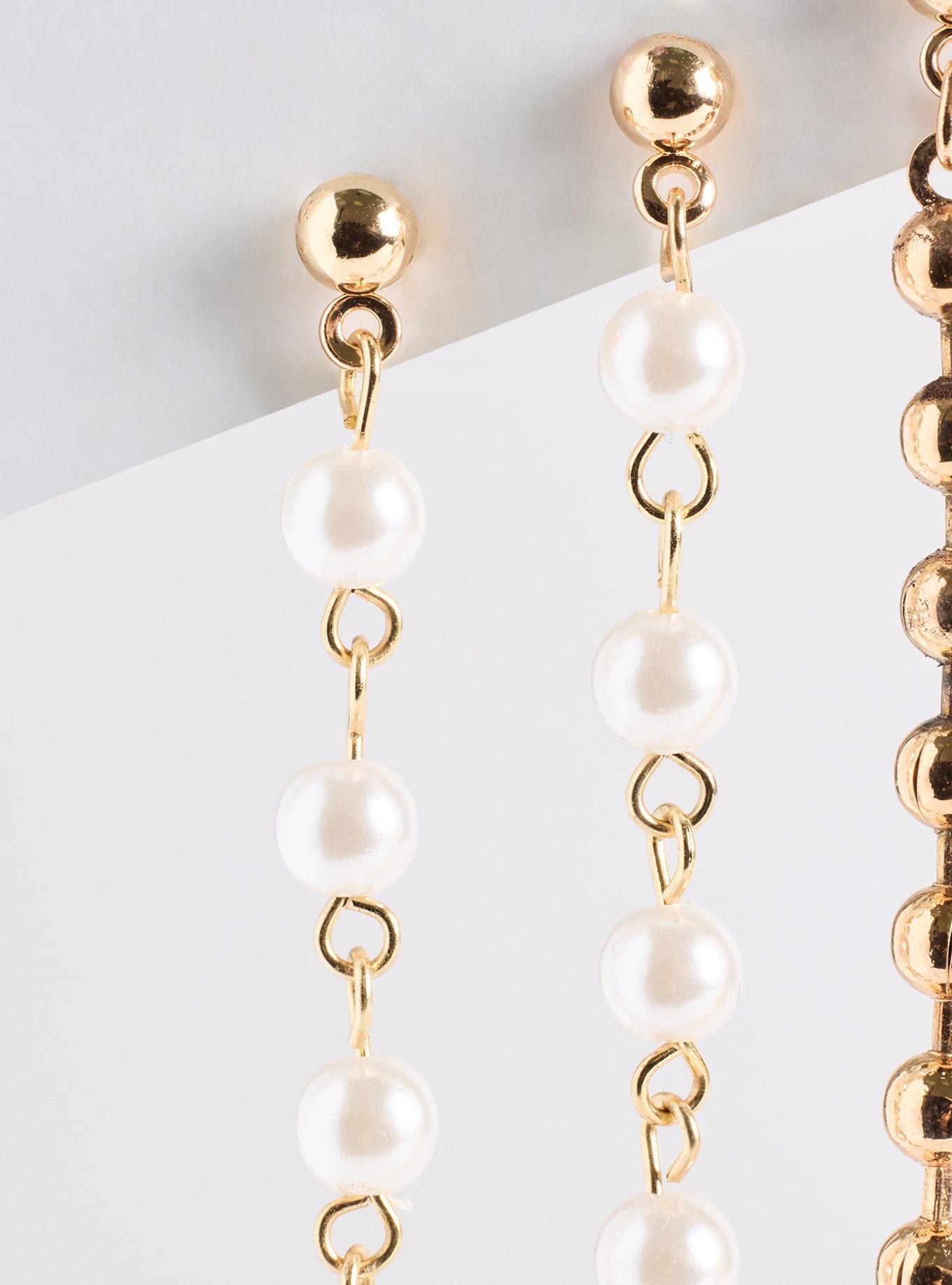 Pearl Linear Earring Set, , alternate