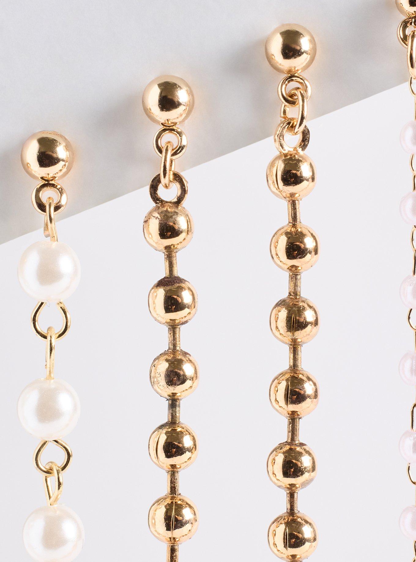 Pearl Linear Earring Set, , alternate