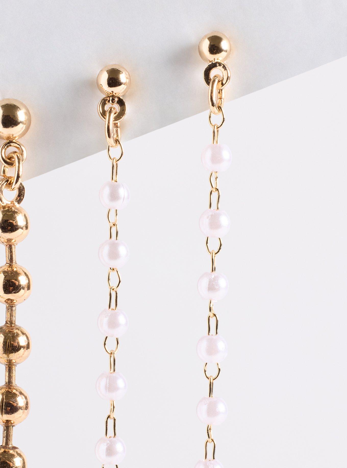 Pearl Linear Earring Set, , alternate