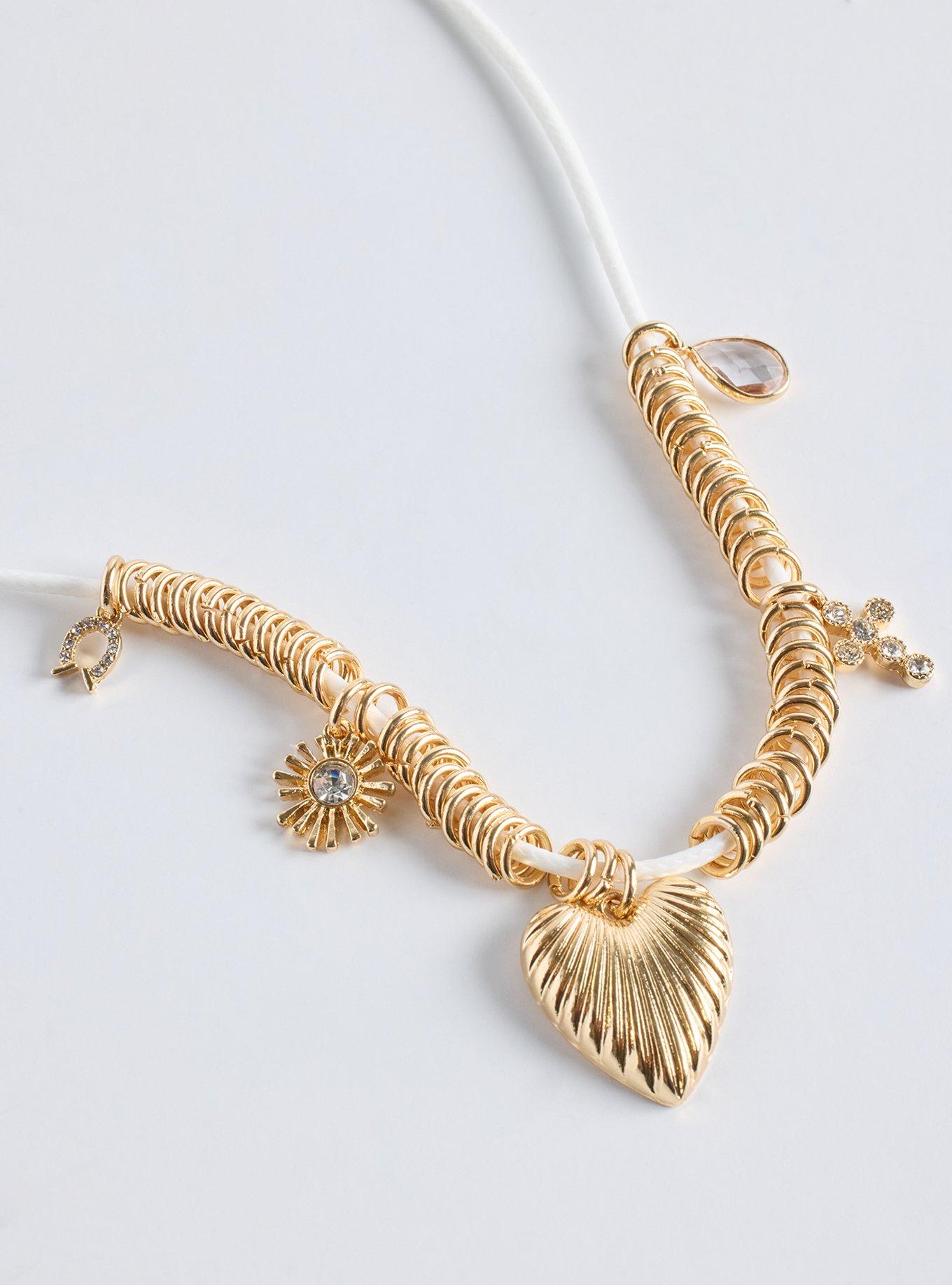 Cord Heart Charm Necklace, , alternate