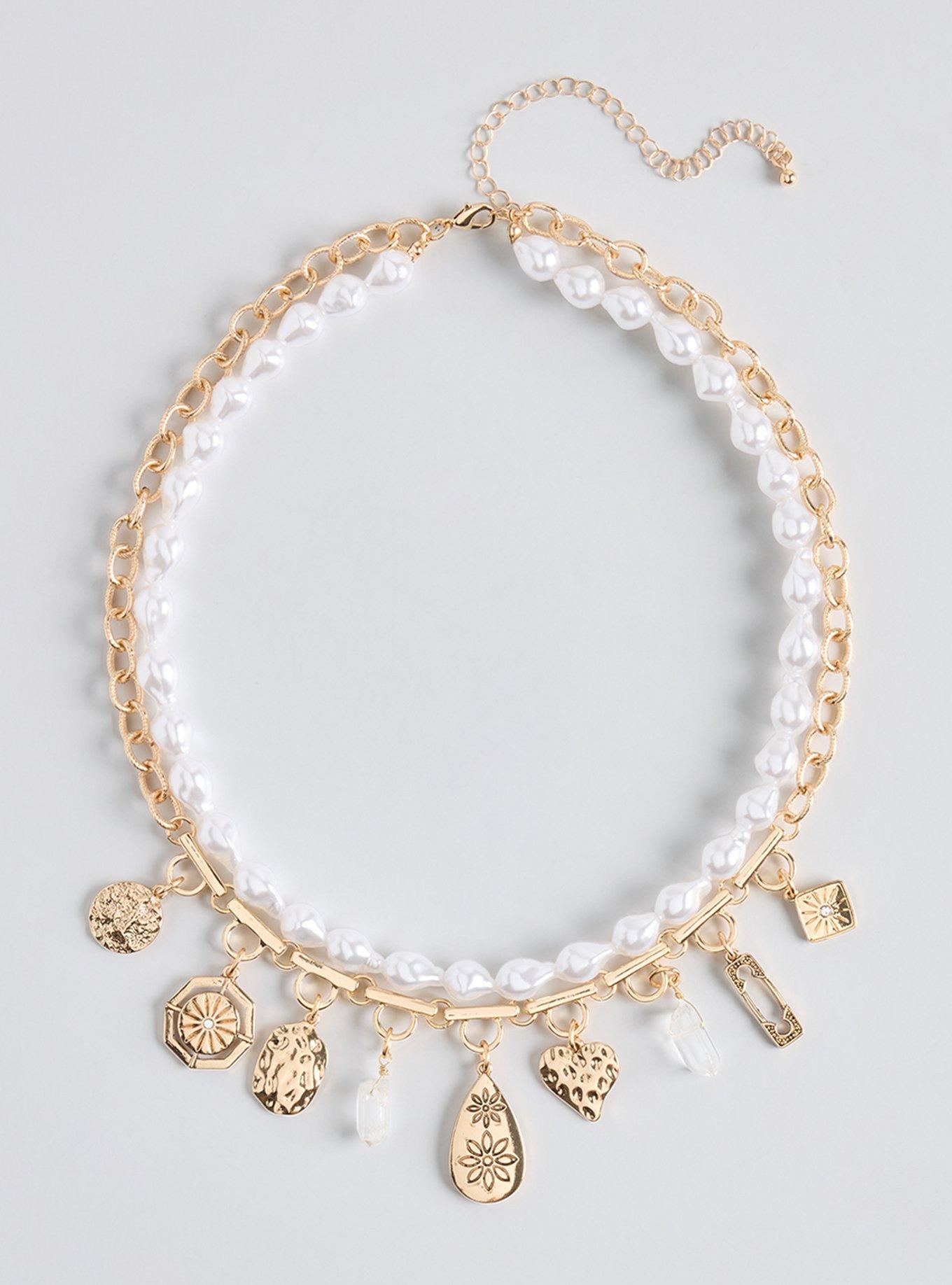 Charm Pearl Layered Necklace, , hi-res