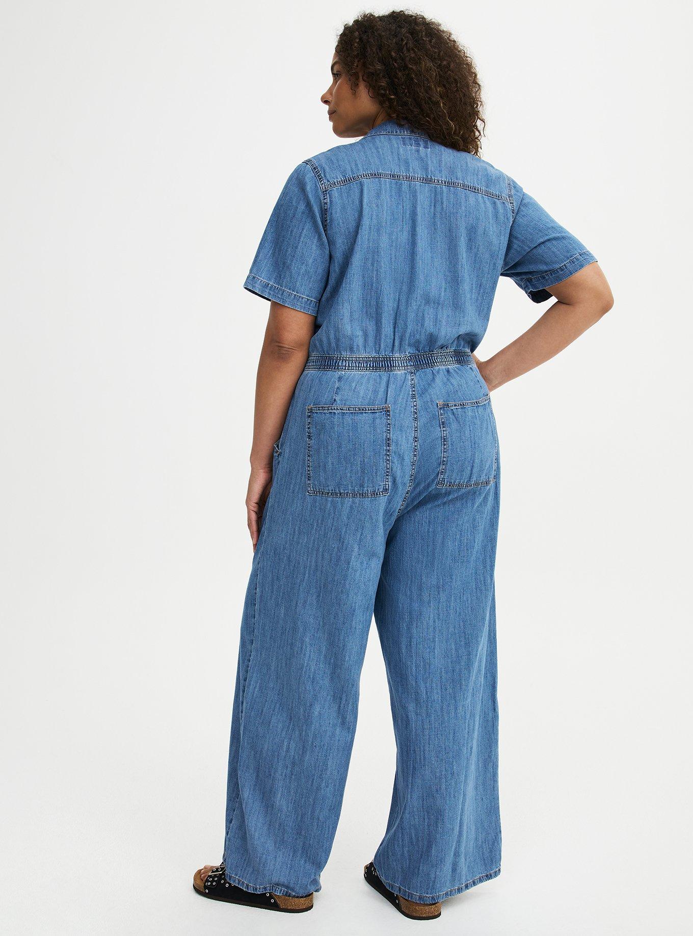 Lightweight Denim Jumpsuit, MEDIUM WASH DENIM, alternate
