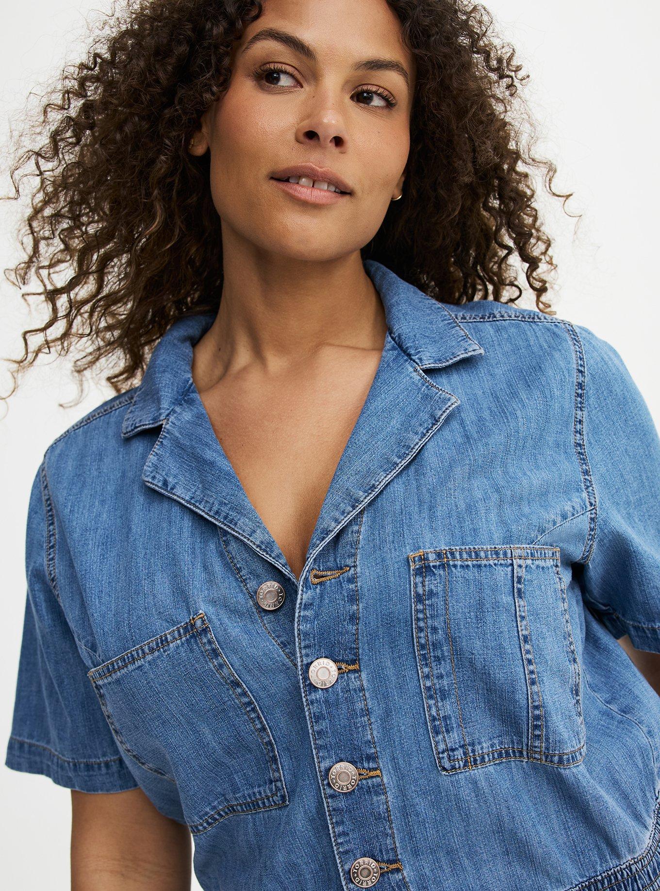 Lightweight Denim Jumpsuit, MEDIUM WASH DENIM, alternate