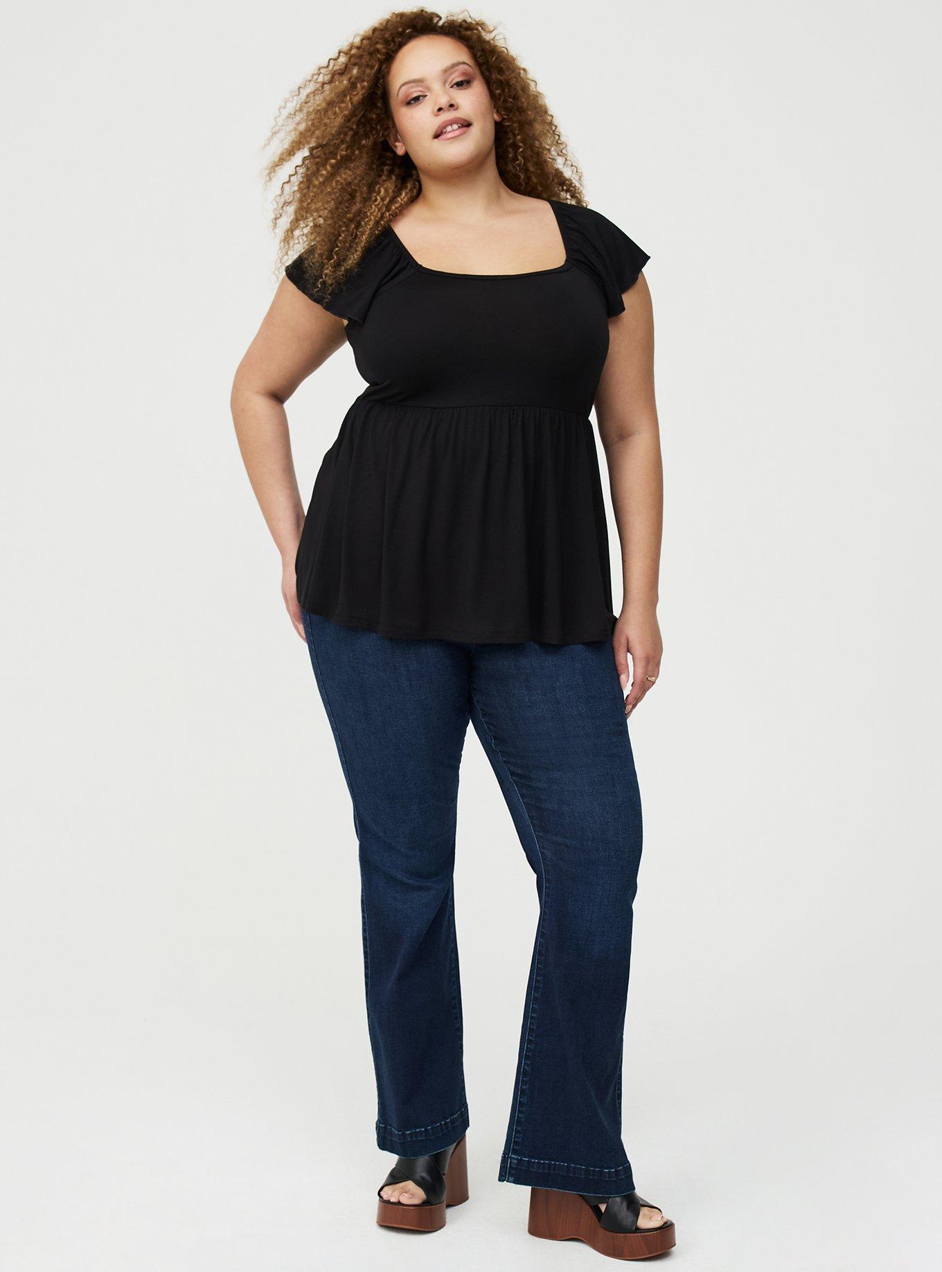 Super Soft Babydoll Top, DEEP BLACK, alternate