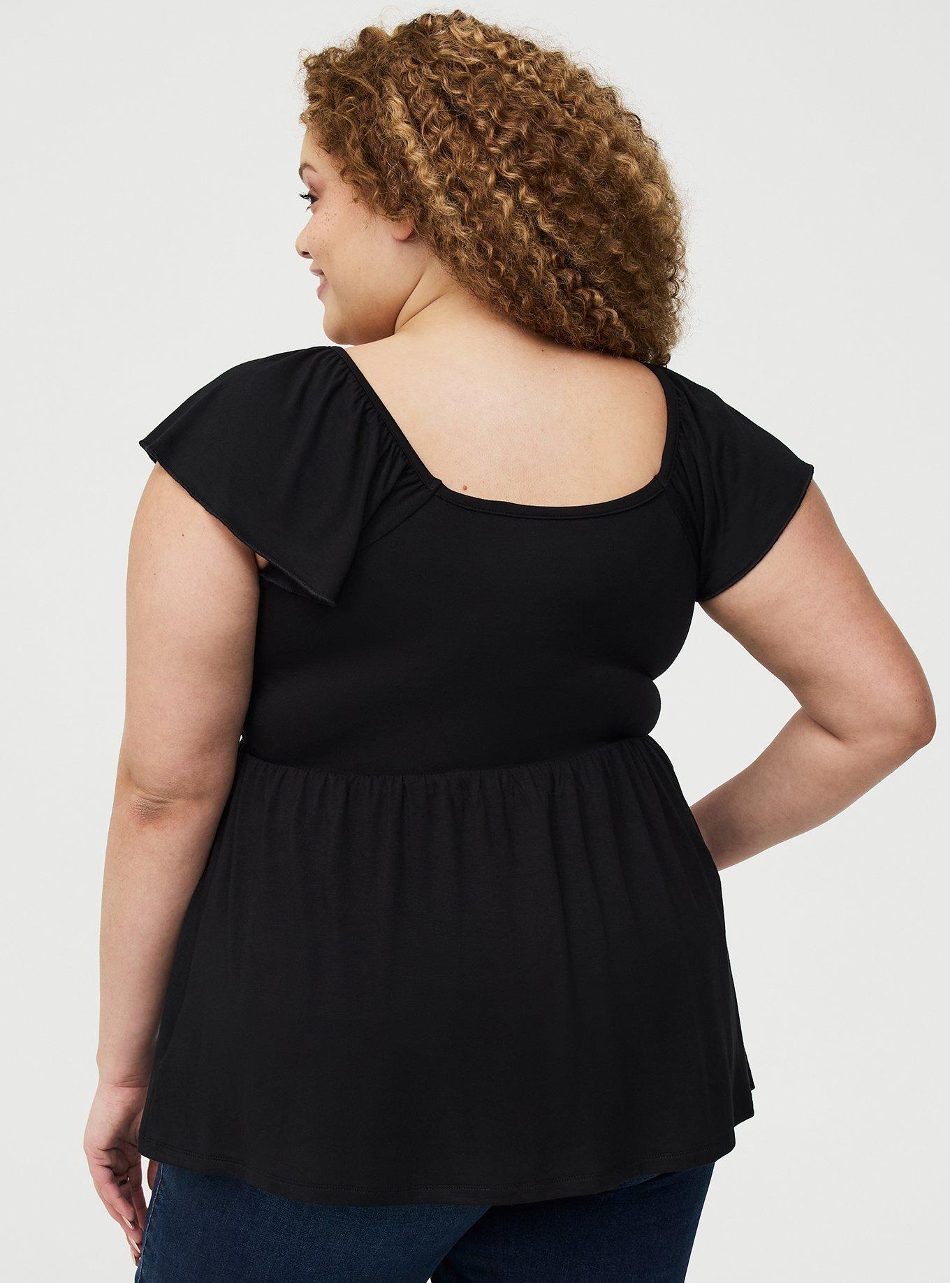 Super Soft Babydoll Top, DEEP BLACK, alternate