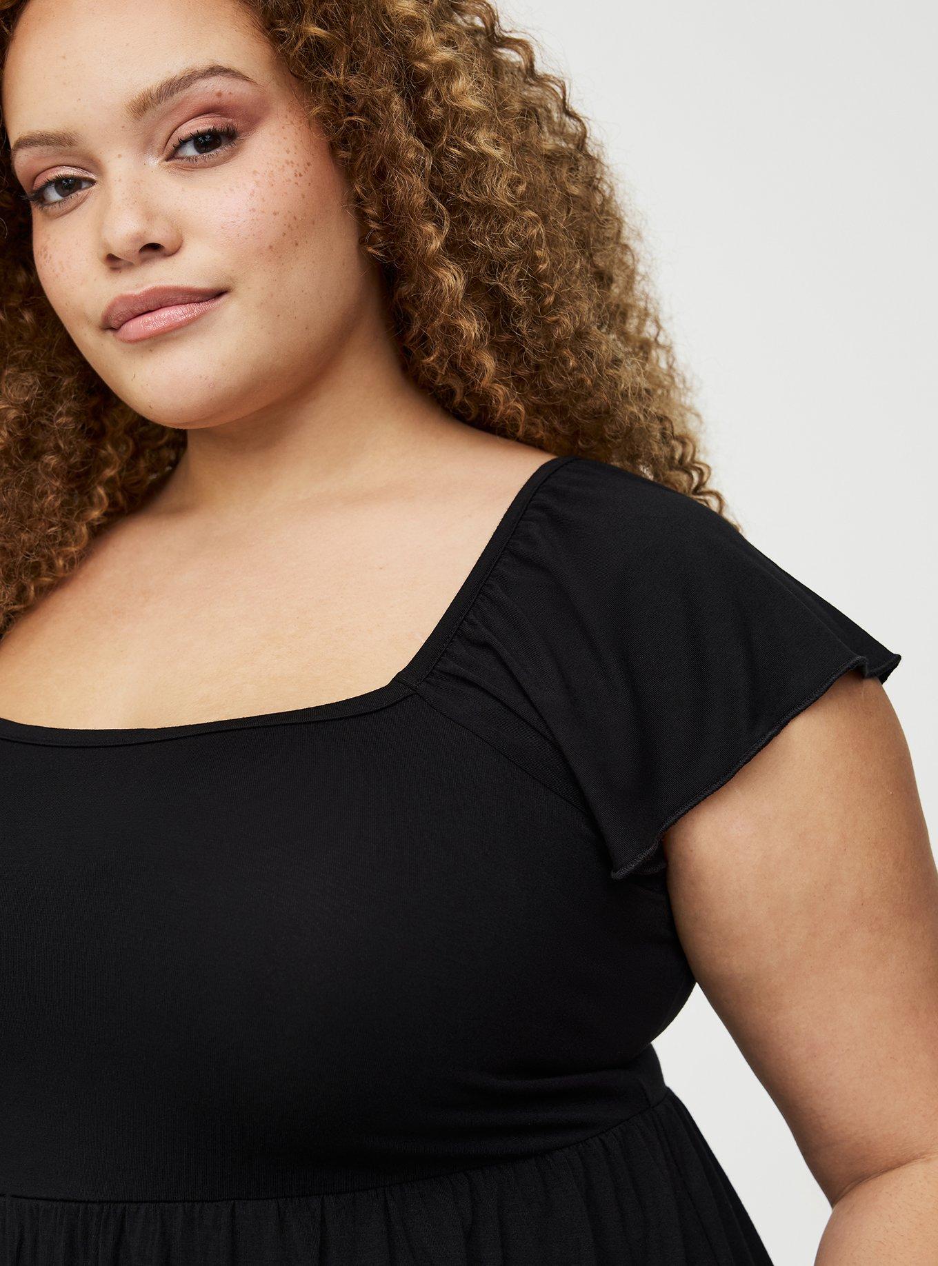 Super Soft Babydoll Top, DEEP BLACK, alternate