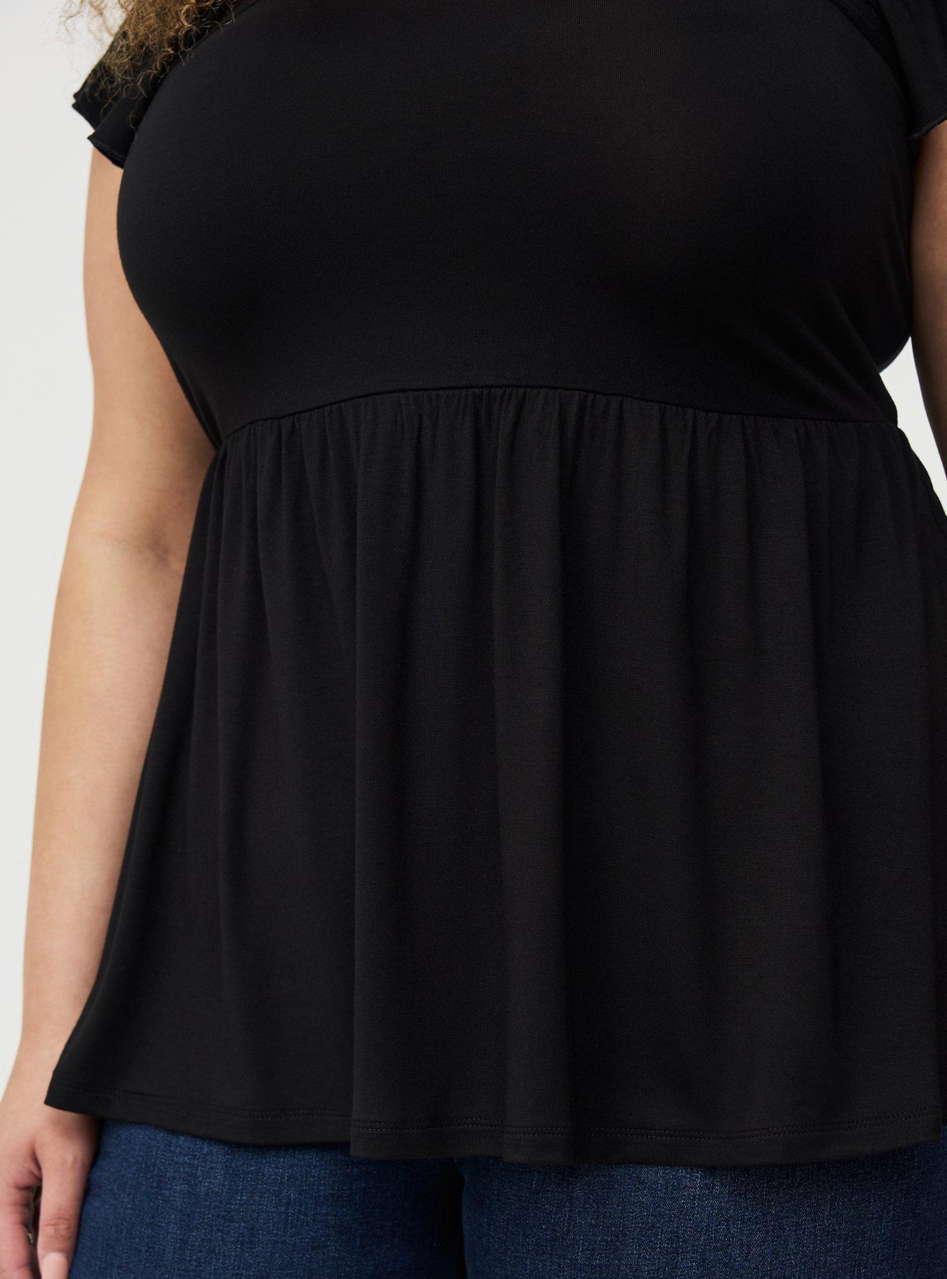 Super Soft Babydoll Top, DEEP BLACK, alternate