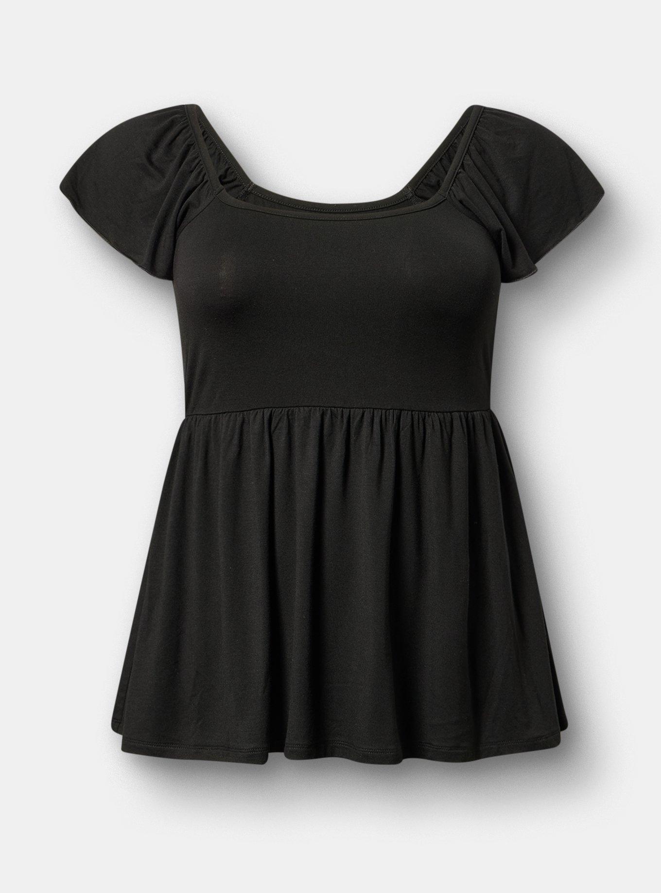 Super Soft Babydoll Top, DEEP BLACK, hi-res