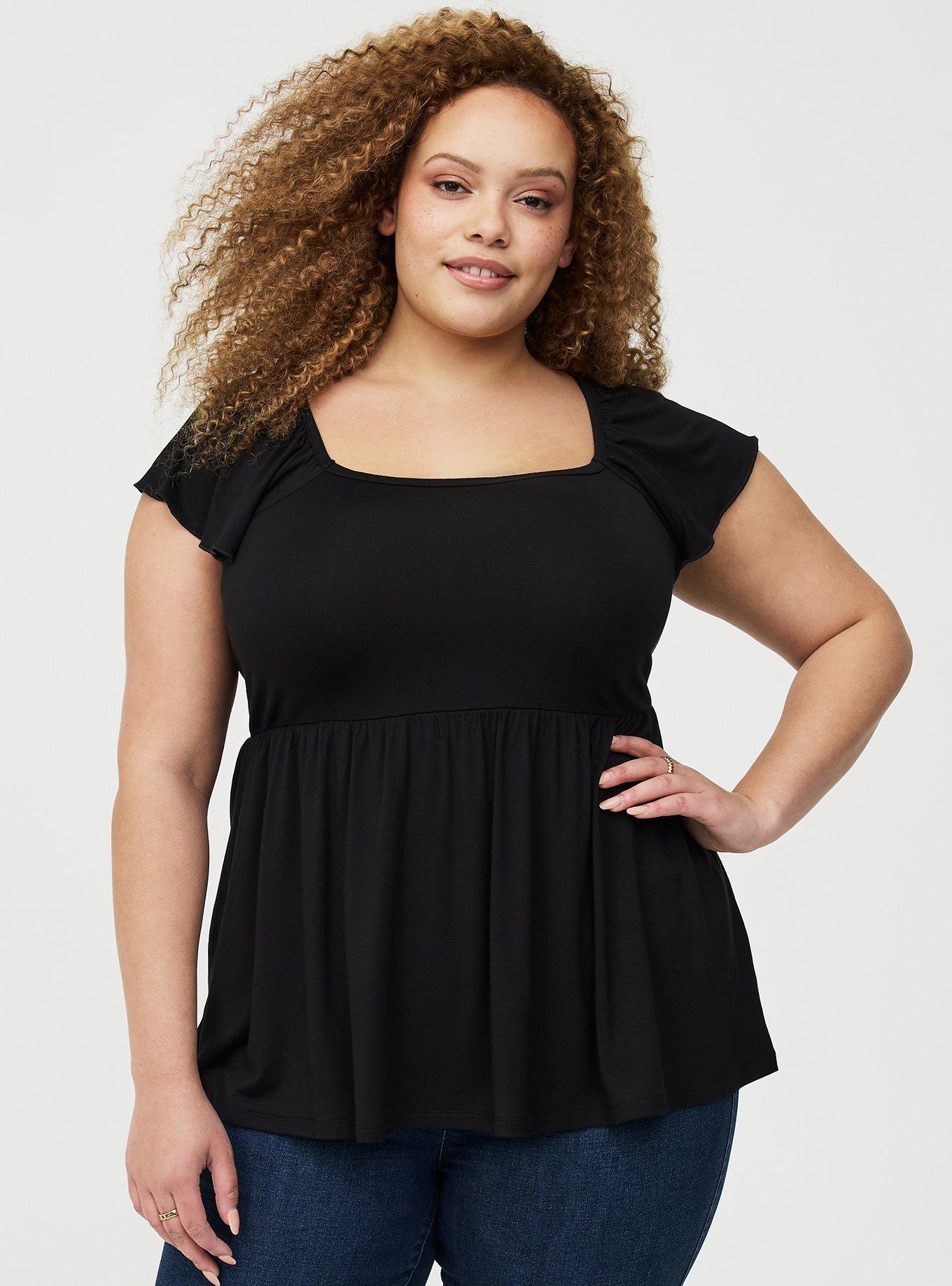 Super Soft Babydoll Top, DEEP BLACK, hi-res