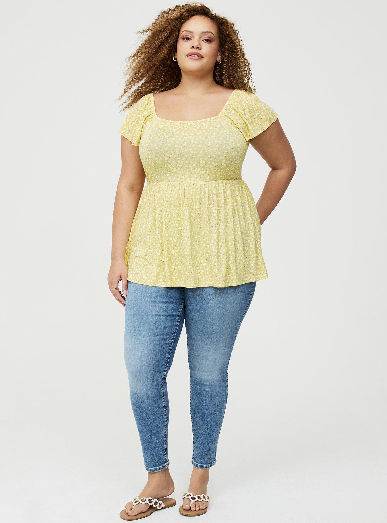 Super Soft Babydoll Top, BABY BREATH FLORAL YELLOW, alternate