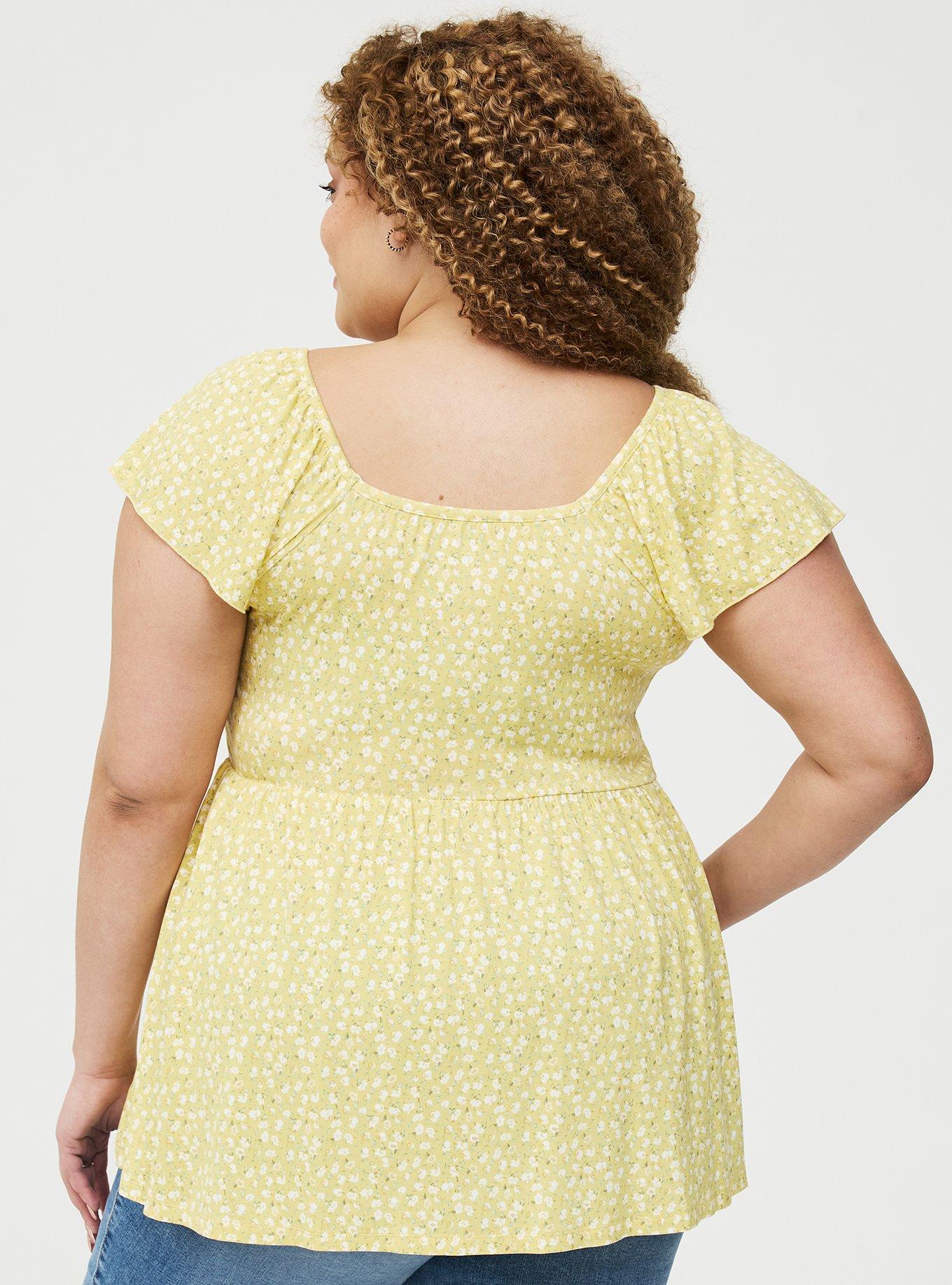 Super Soft Babydoll Top, BABY BREATH FLORAL YELLOW, alternate