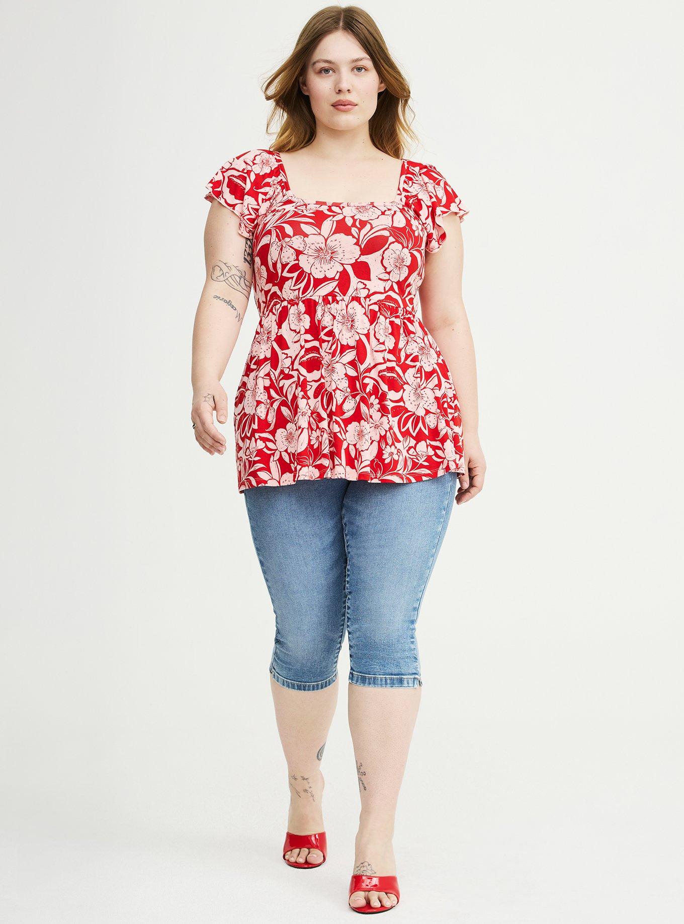 Super Soft Babydoll Top, FLORAL ESCAPE RED, alternate