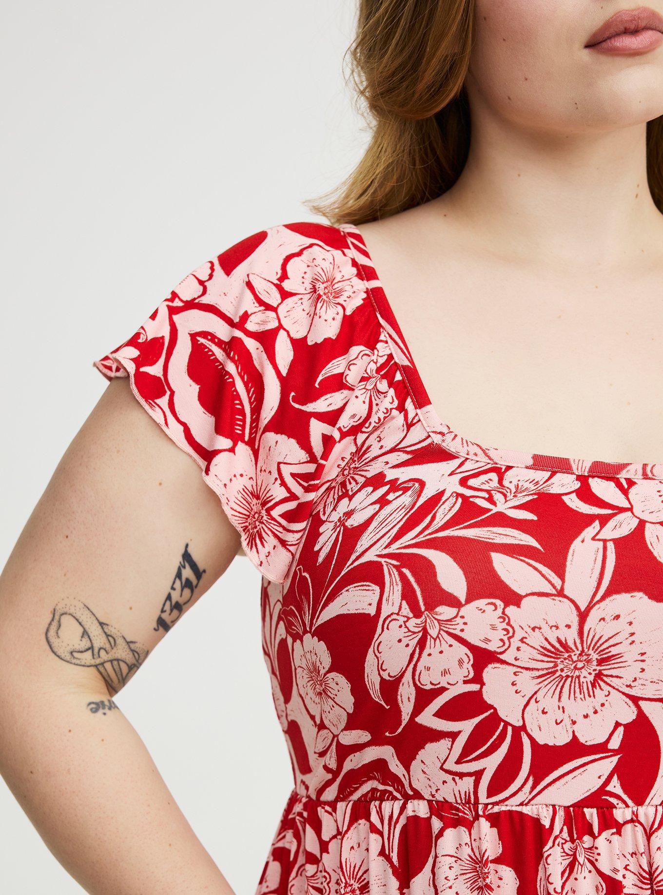 Super Soft Babydoll Top, FLORAL ESCAPE RED, alternate