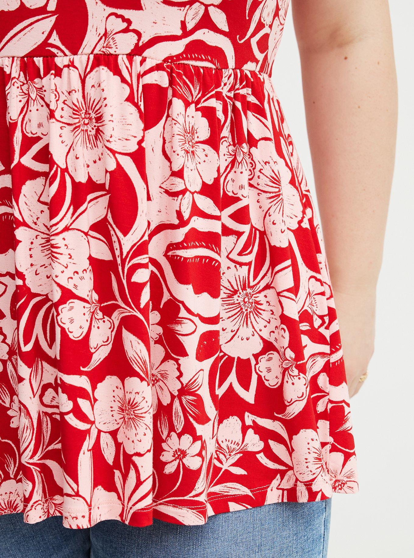 Super Soft Babydoll Top, FLORAL ESCAPE RED, alternate