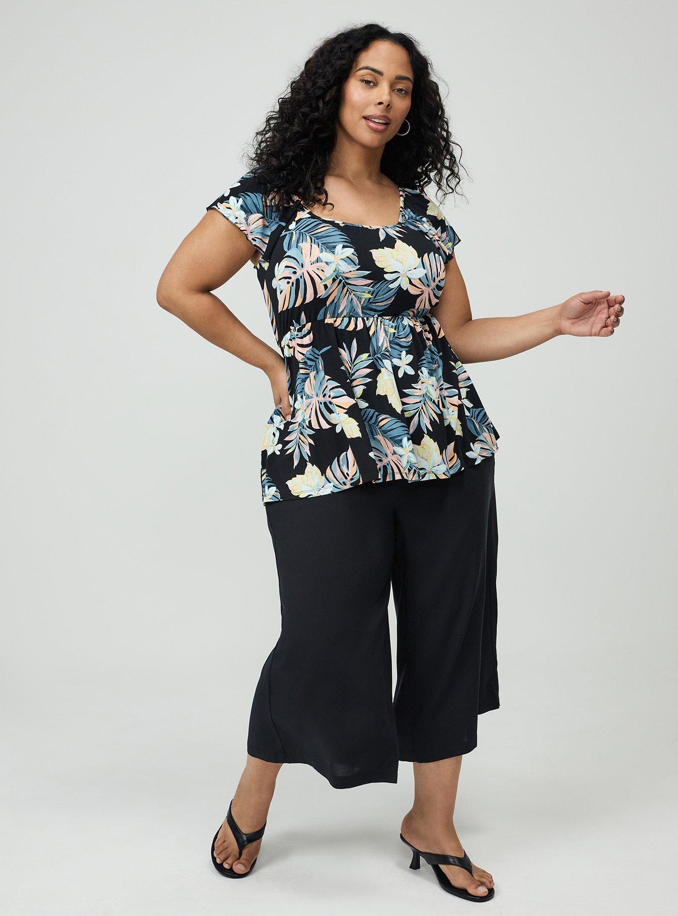 Plus Size Super Soft Babydoll Top, LUSH TROPICAL MULTI, alternate