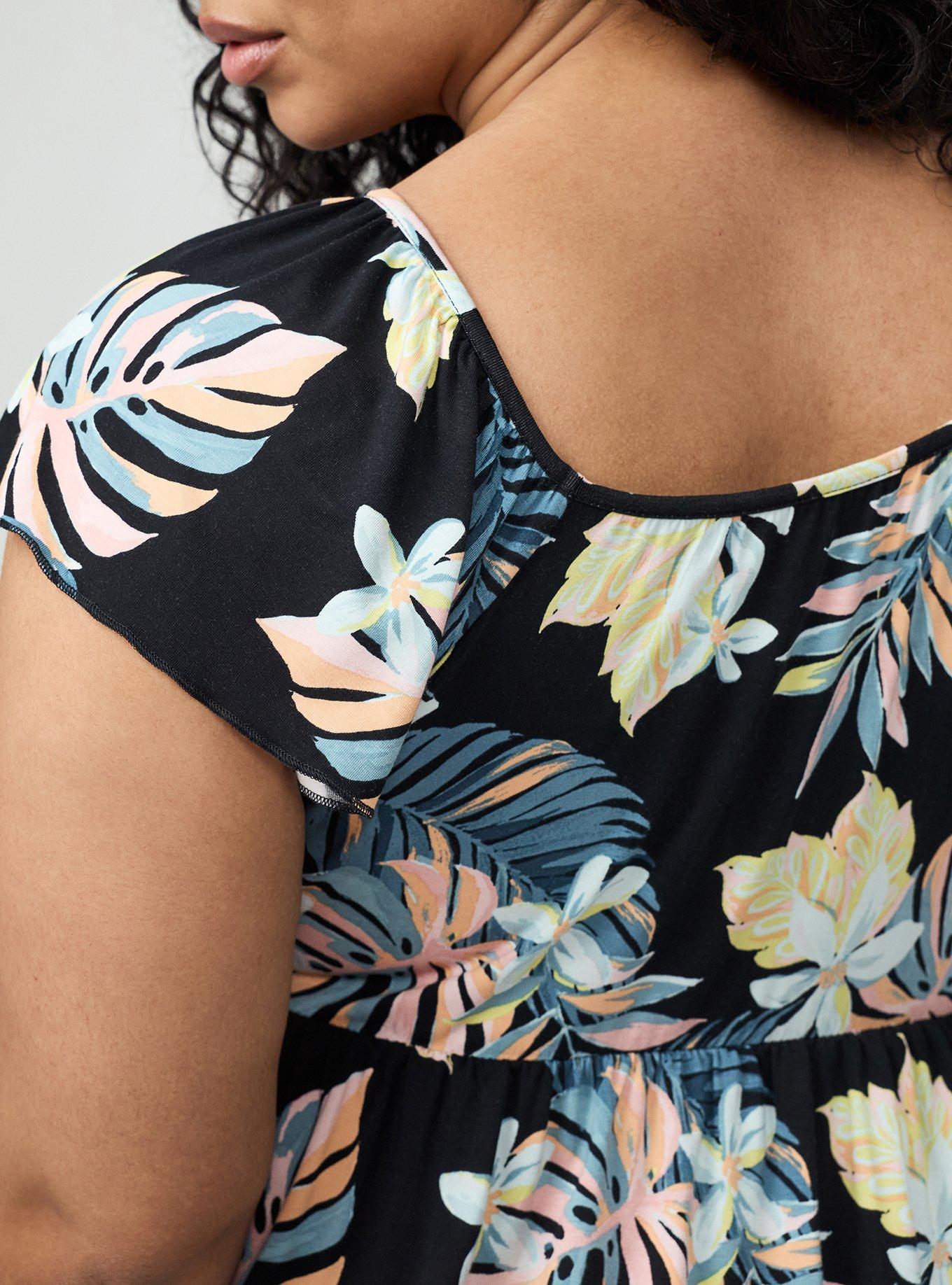 Plus Size Super Soft Babydoll Top, LUSH TROPICAL MULTI, alternate