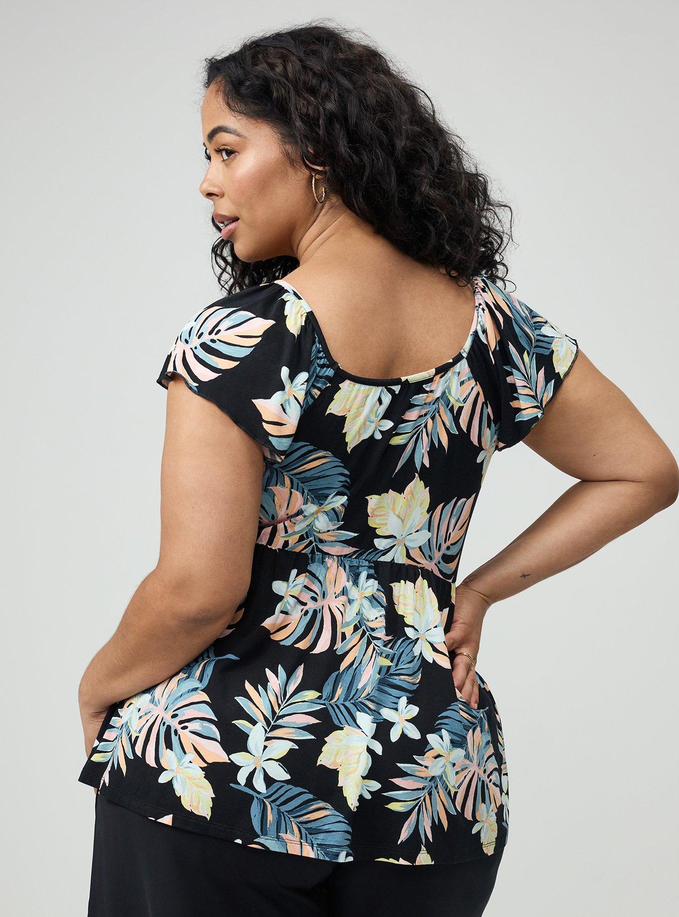 Plus Size Super Soft Babydoll Top, LUSH TROPICAL MULTI, alternate