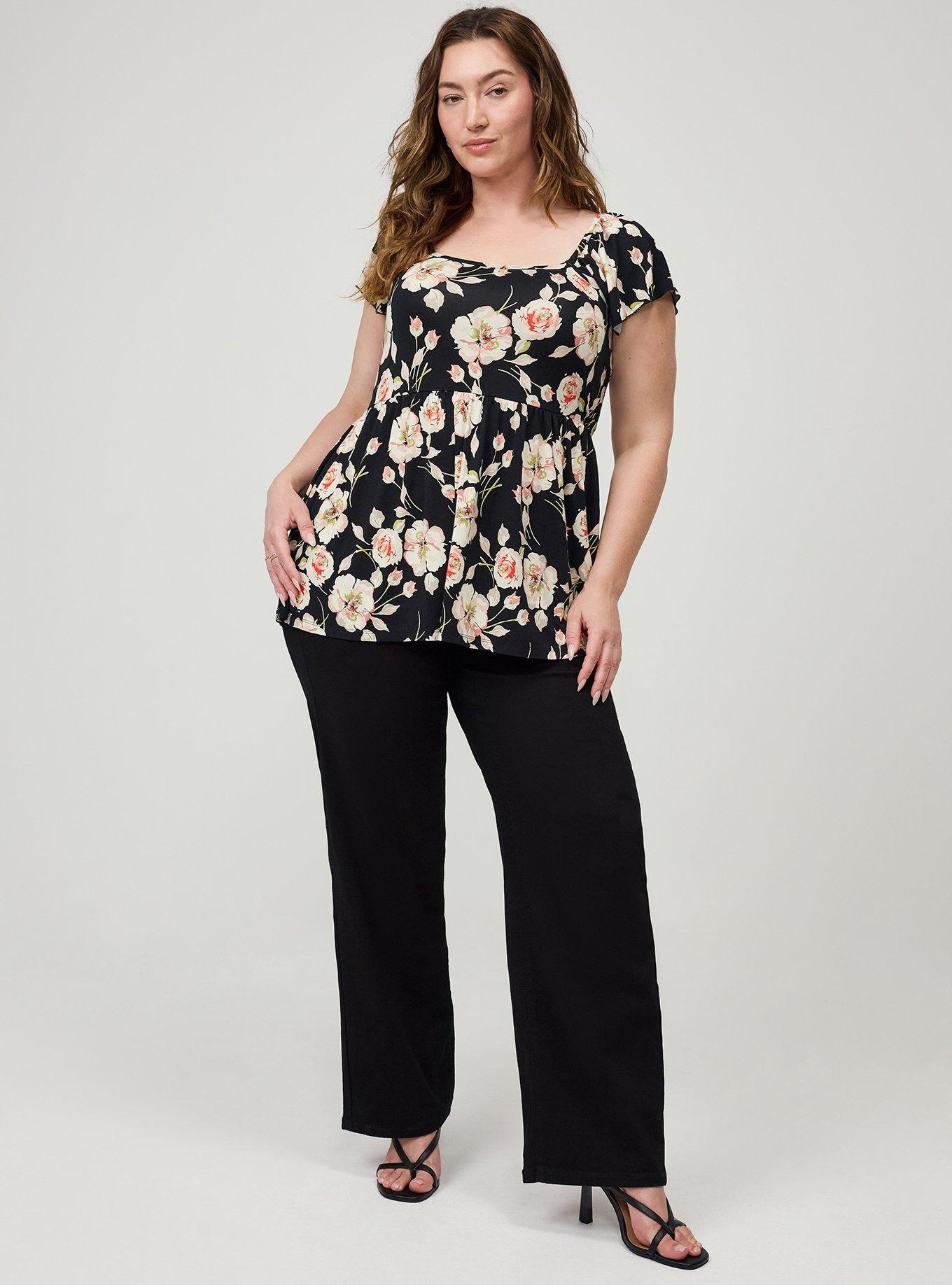 Plus Size Super Soft Babydoll Top, SHARON FLORAL MULTI, alternate
