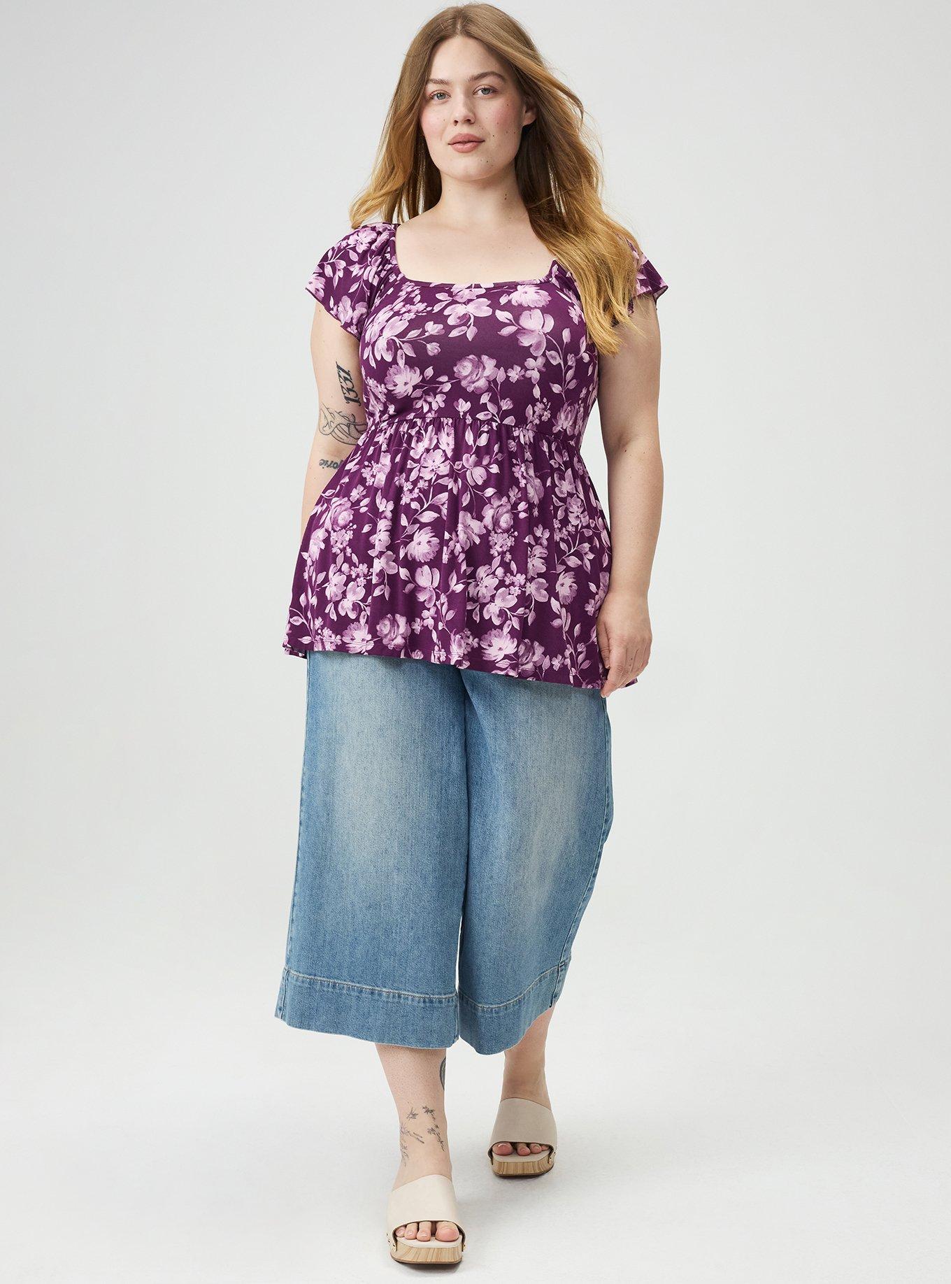 Supersoft Shirred Bodice Babydoll, FLORENCE FLORAL PURPLE, alternate