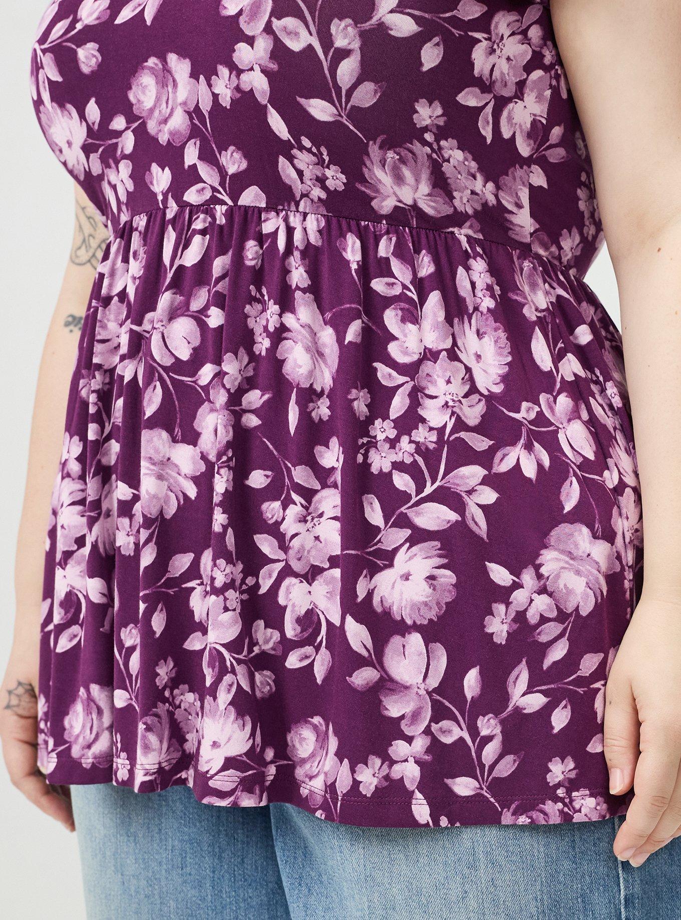 Supersoft Shirred Bodice Babydoll, FLORENCE FLORAL PURPLE, alternate