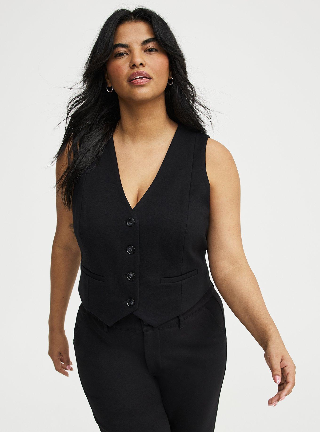 Tailored Ponte Vest, DEEP BLACK, hi-res