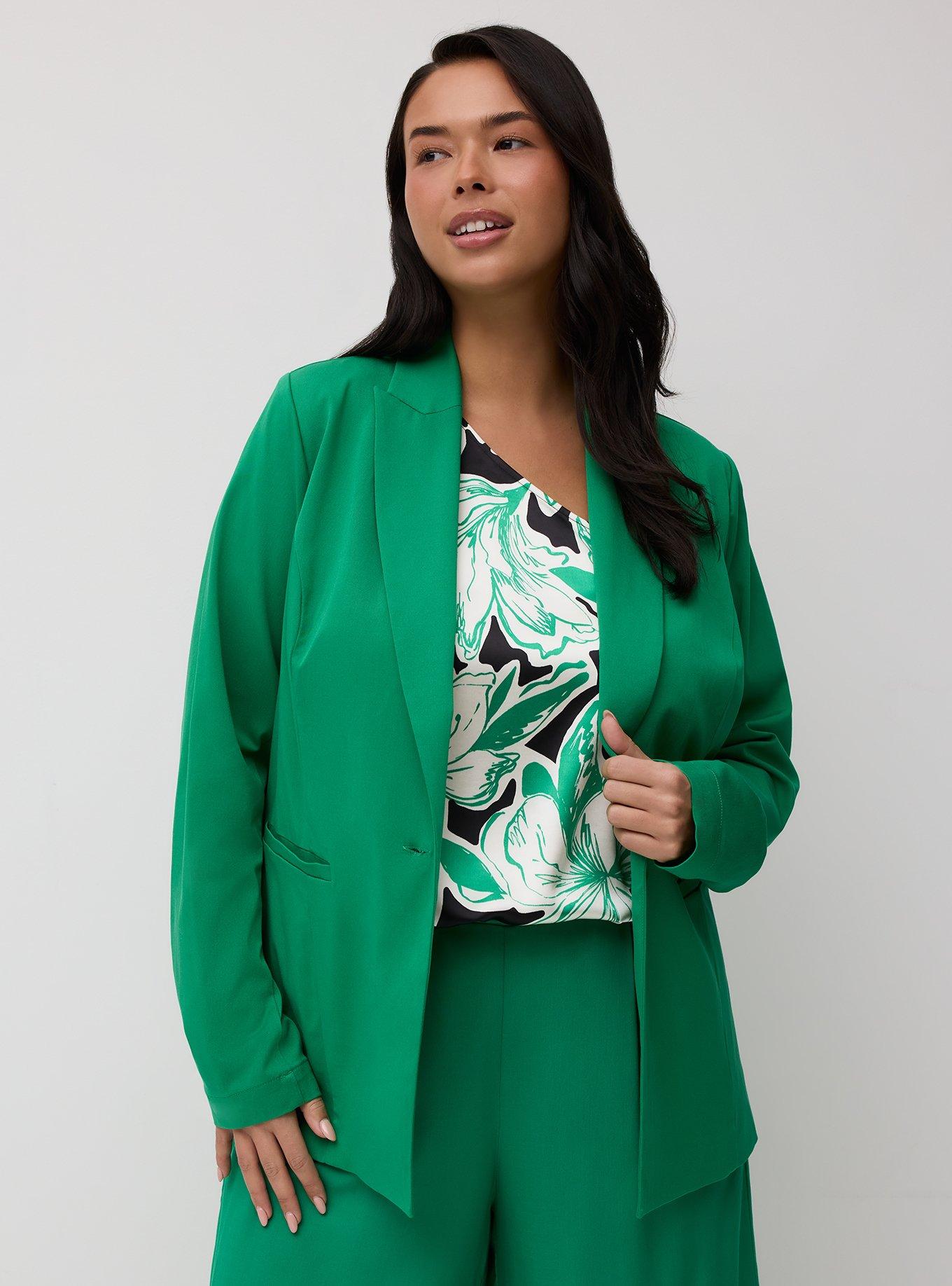 Plus Size Modern Challis Blazer, JELLY BEAN, hi-res