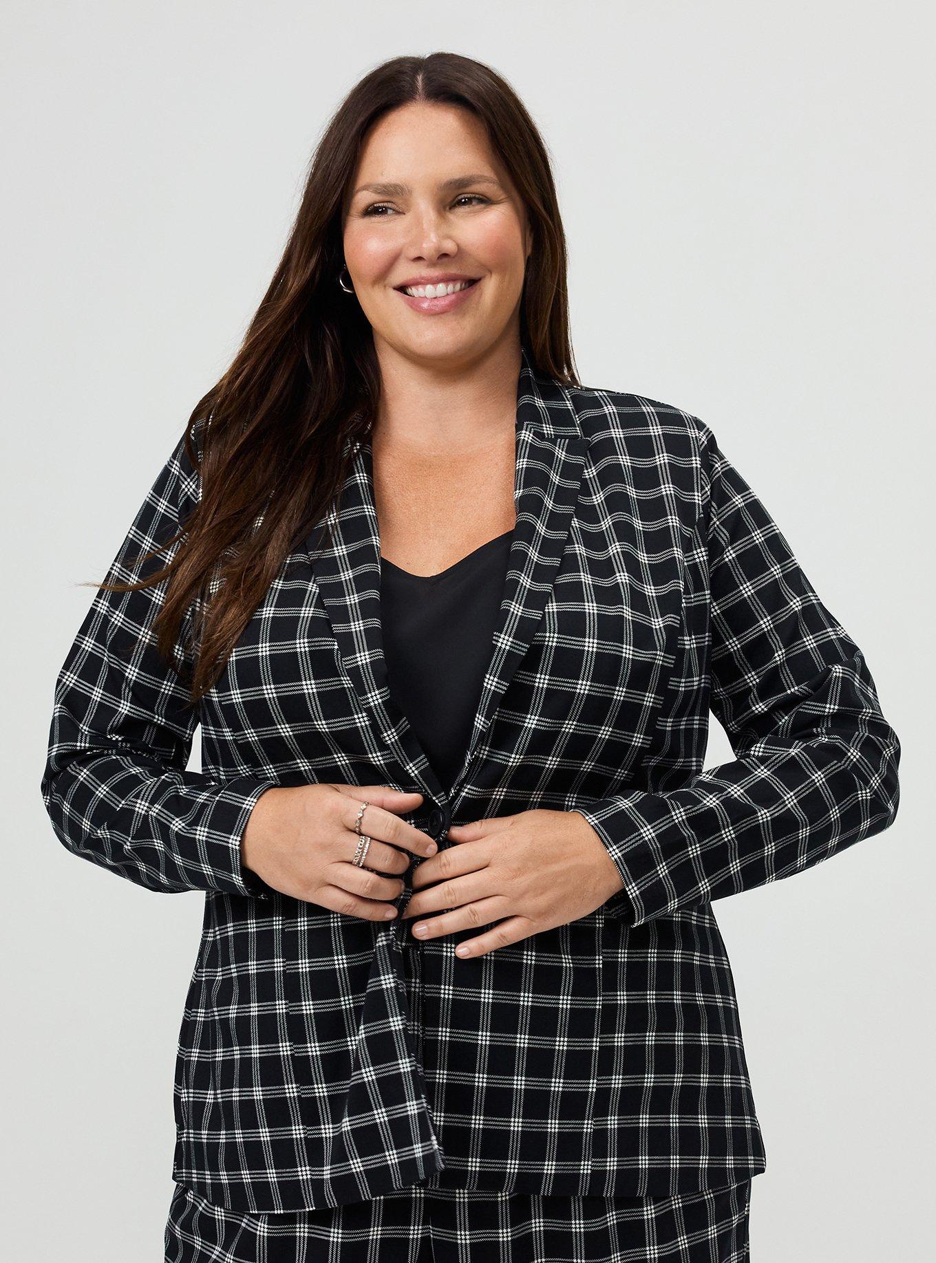 Modern Challis Blazer, ISLA PLAID DEEP BLACK, alternate