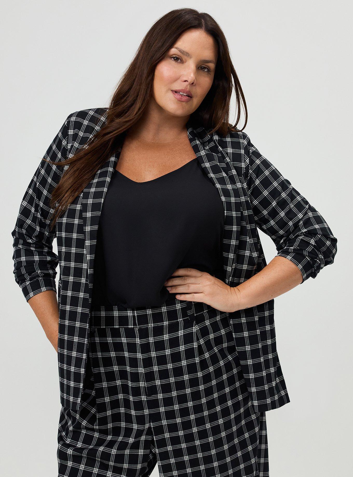 Modern Challis Blazer, ISLA PLAID DEEP BLACK, alternate