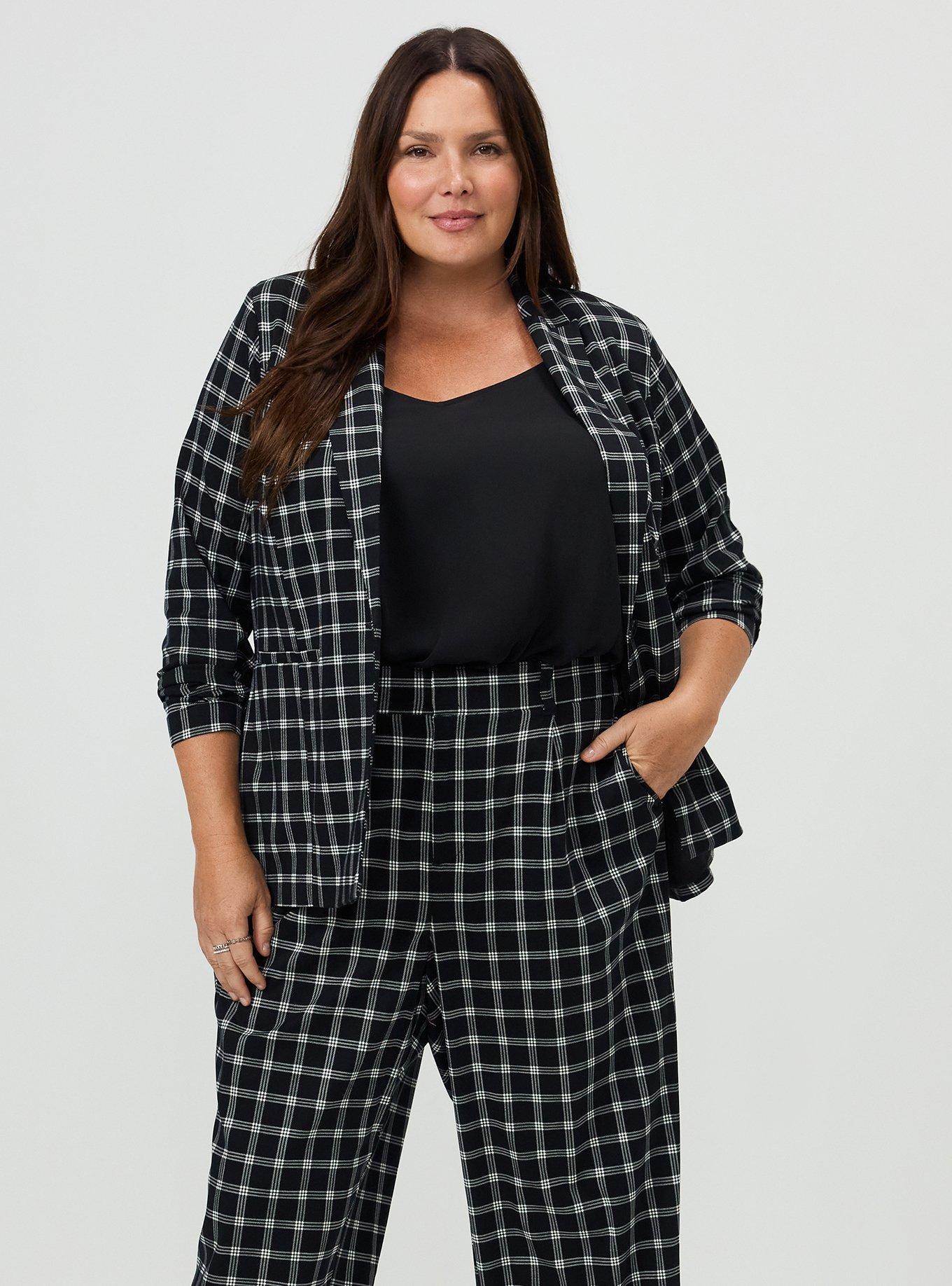 Modern Challis Blazer, ISLA PLAID DEEP BLACK, hi-res
