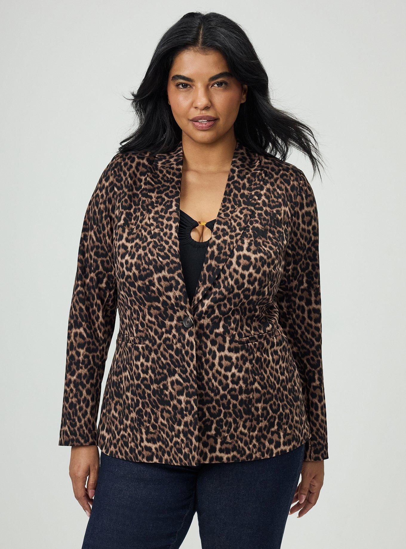 Modern Challis Blazer, ON THE PROWL LEOPARD BROWN, alternate