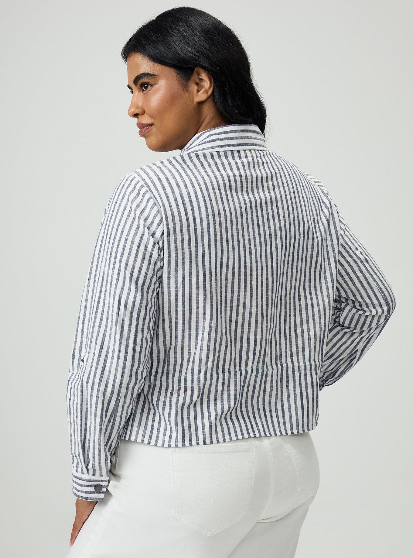 Cinched Utility Shacket, BEACON STRIPE NAVY, alternate