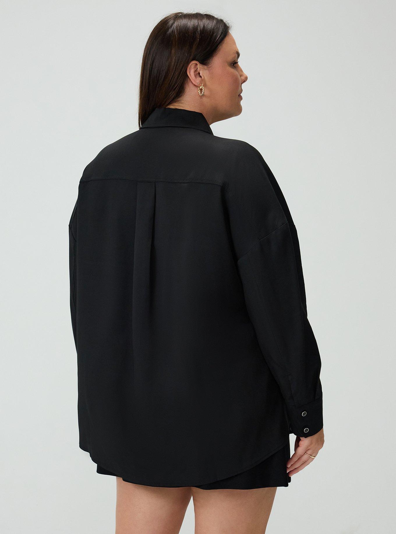 Studio Relaxed Fit Button Up Shirt, DEEP BLACK, alternate