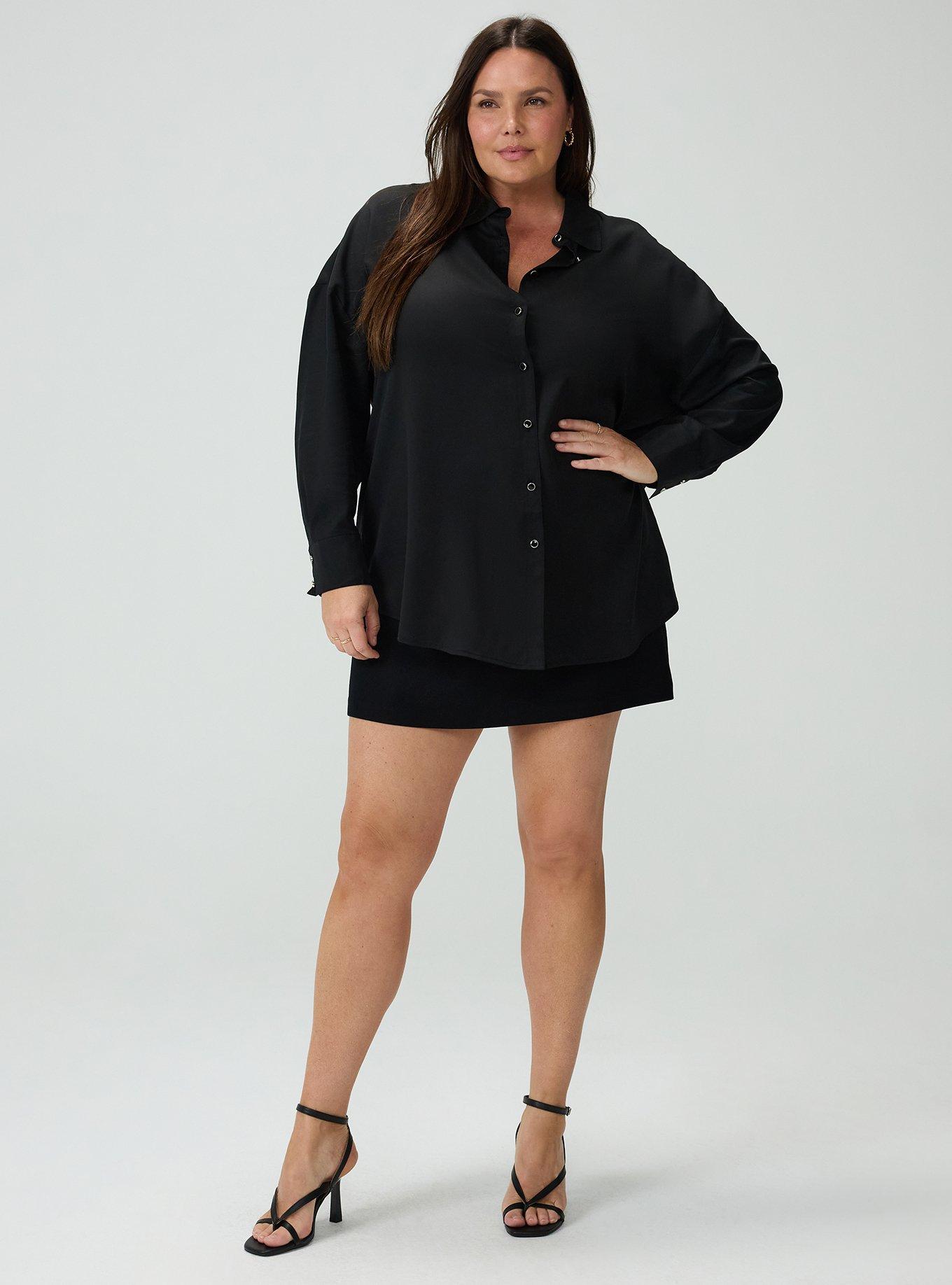 Studio Relaxed Fit Button Up Shirt, DEEP BLACK, alternate