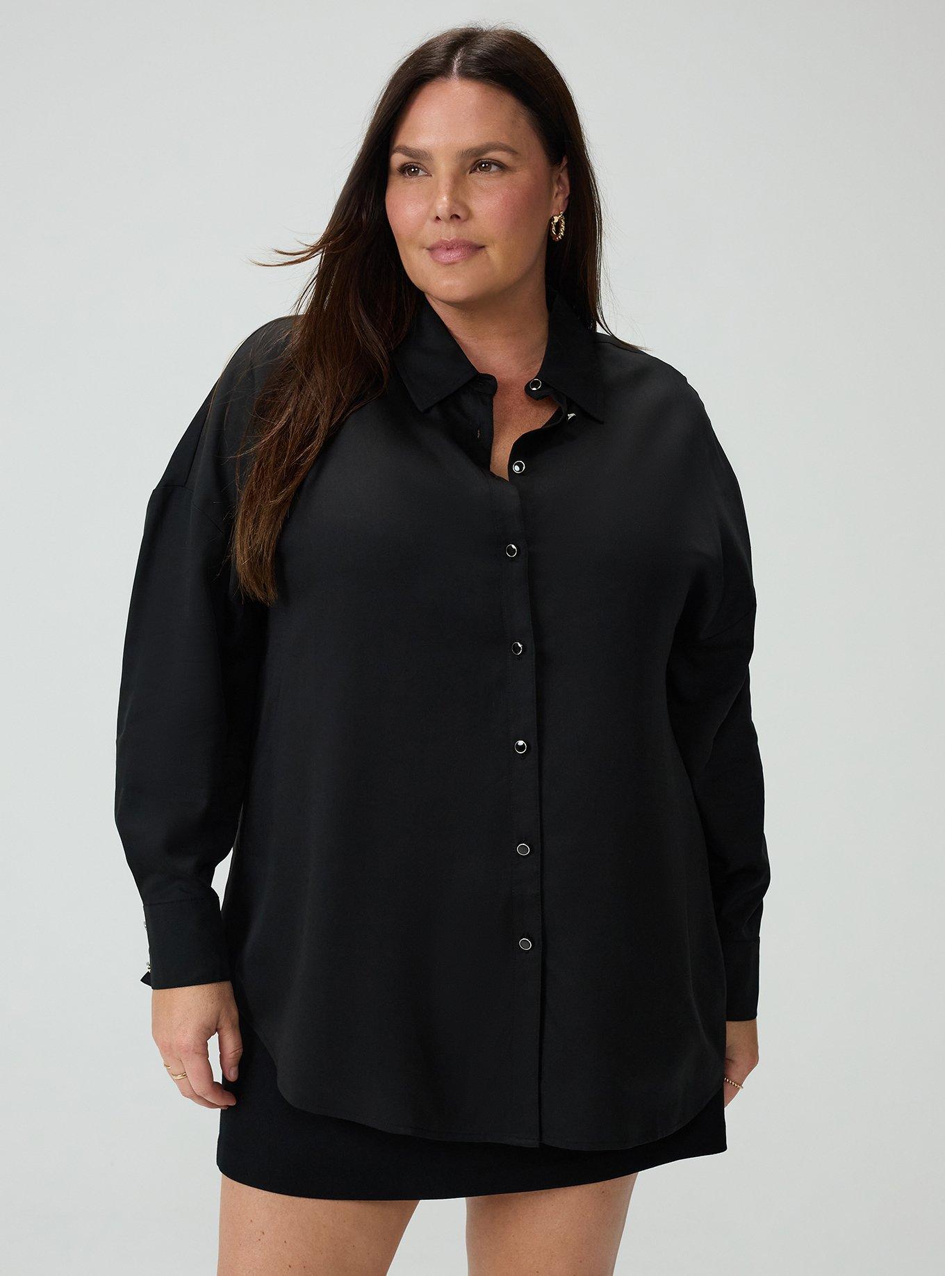 Studio Relaxed Fit Button Up Shirt, DEEP BLACK, hi-res