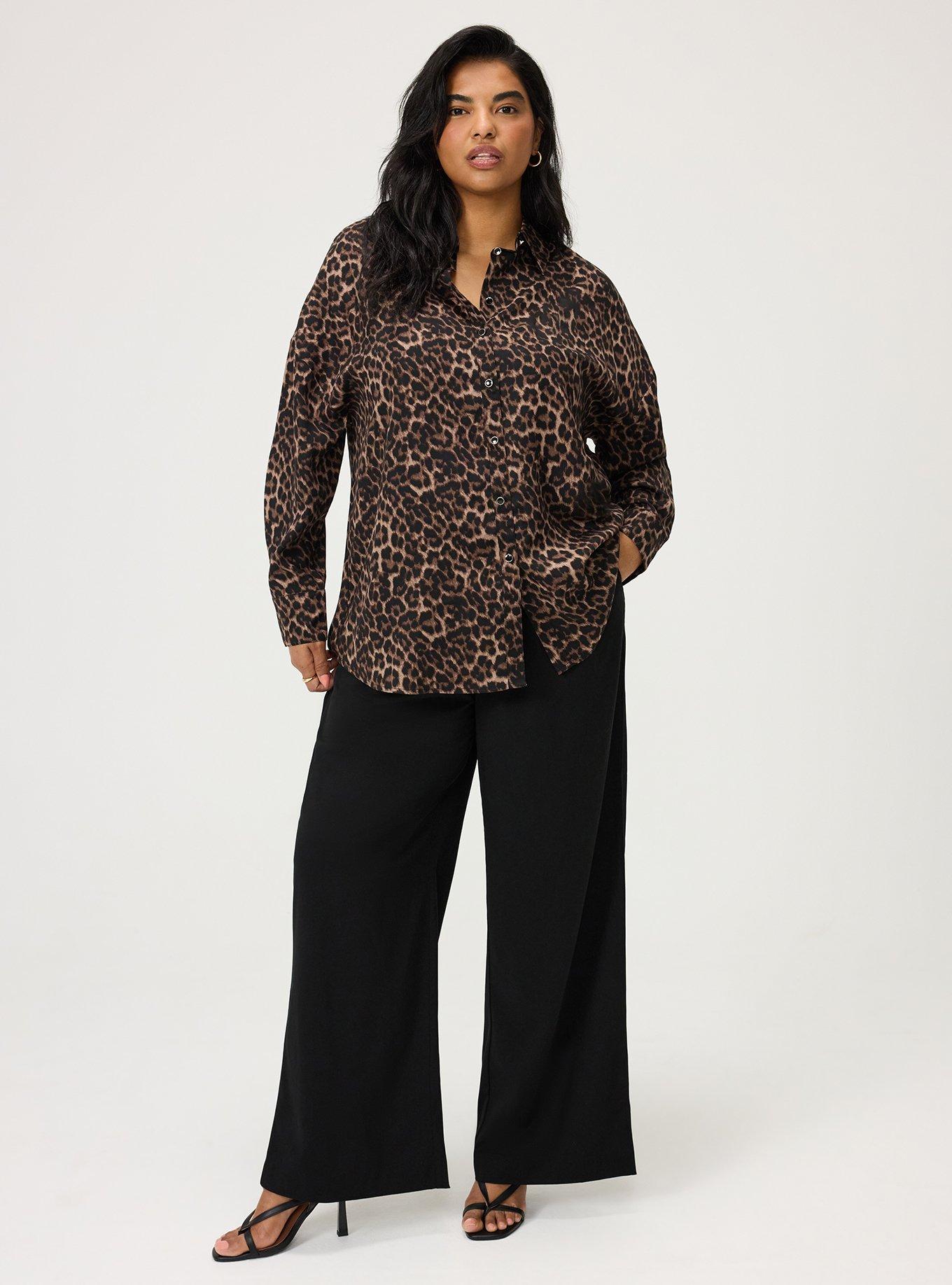 Studio Relaxed Fit Button Up Shirt, ON THE PROWL LEOPARD BROWN, alternate