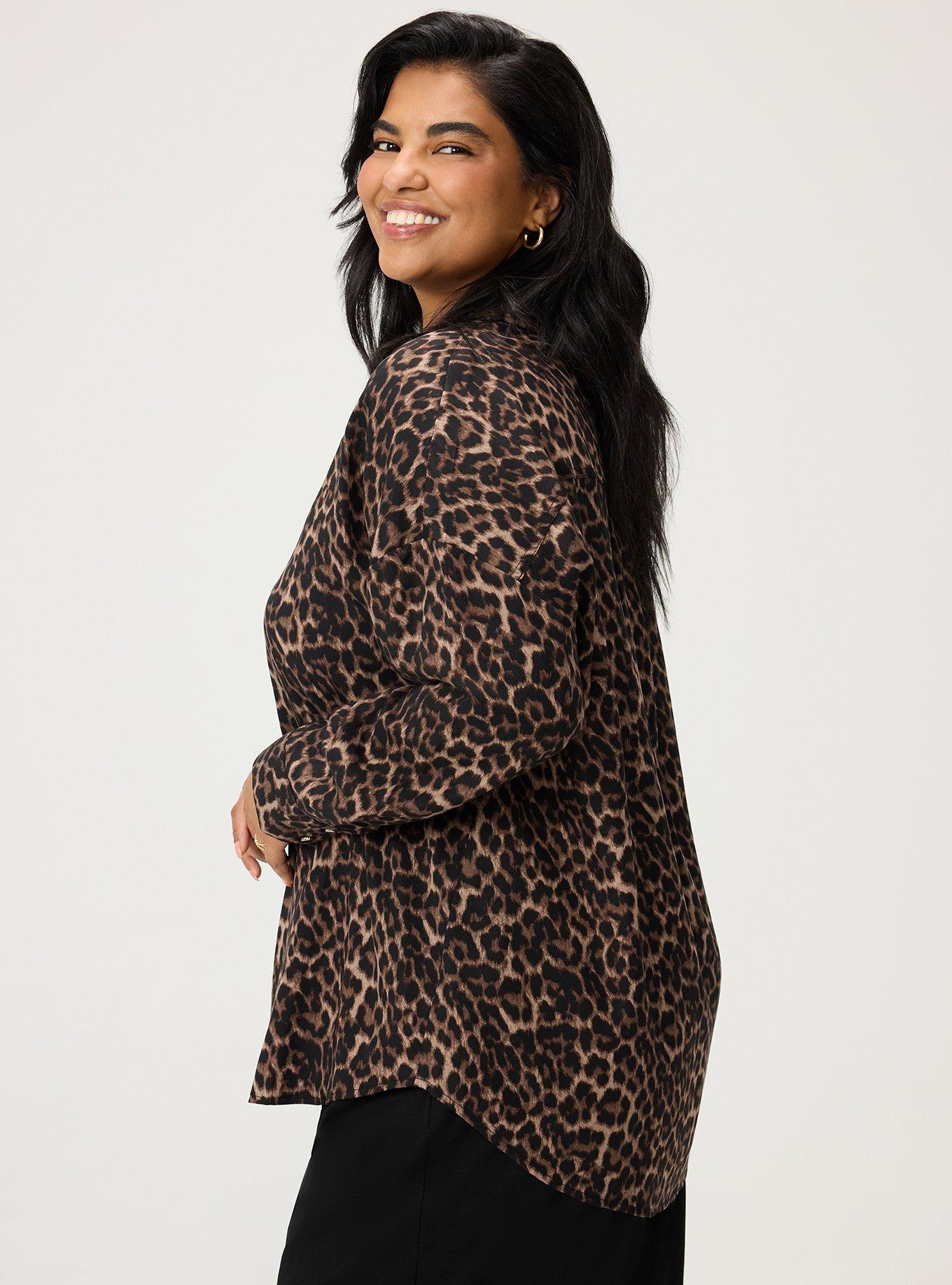Studio Relaxed Fit Button Up Shirt, ON THE PROWL LEOPARD BROWN, alternate
