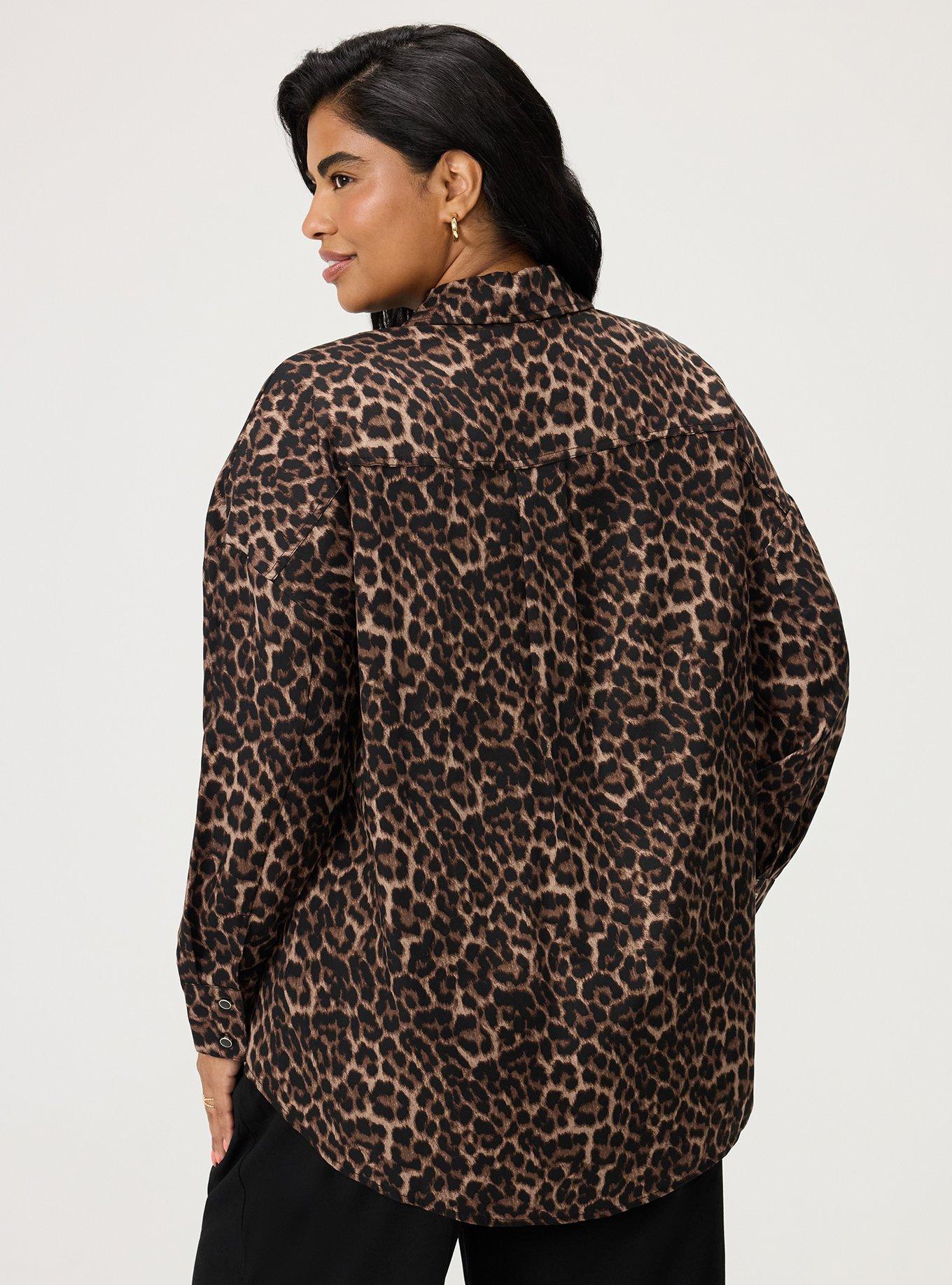 Studio Relaxed Fit Button Up Shirt, ON THE PROWL LEOPARD BROWN, alternate
