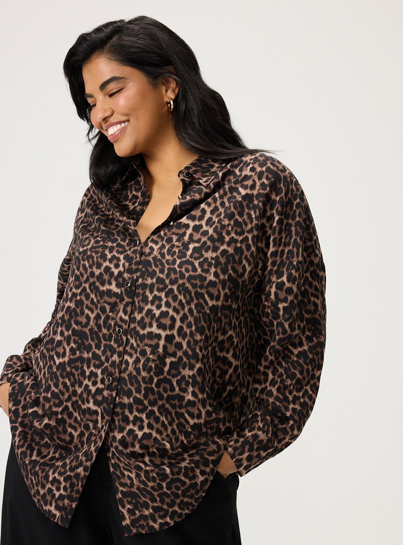 Studio Relaxed Fit Button Up Shirt, ON THE PROWL LEOPARD BROWN, alternate