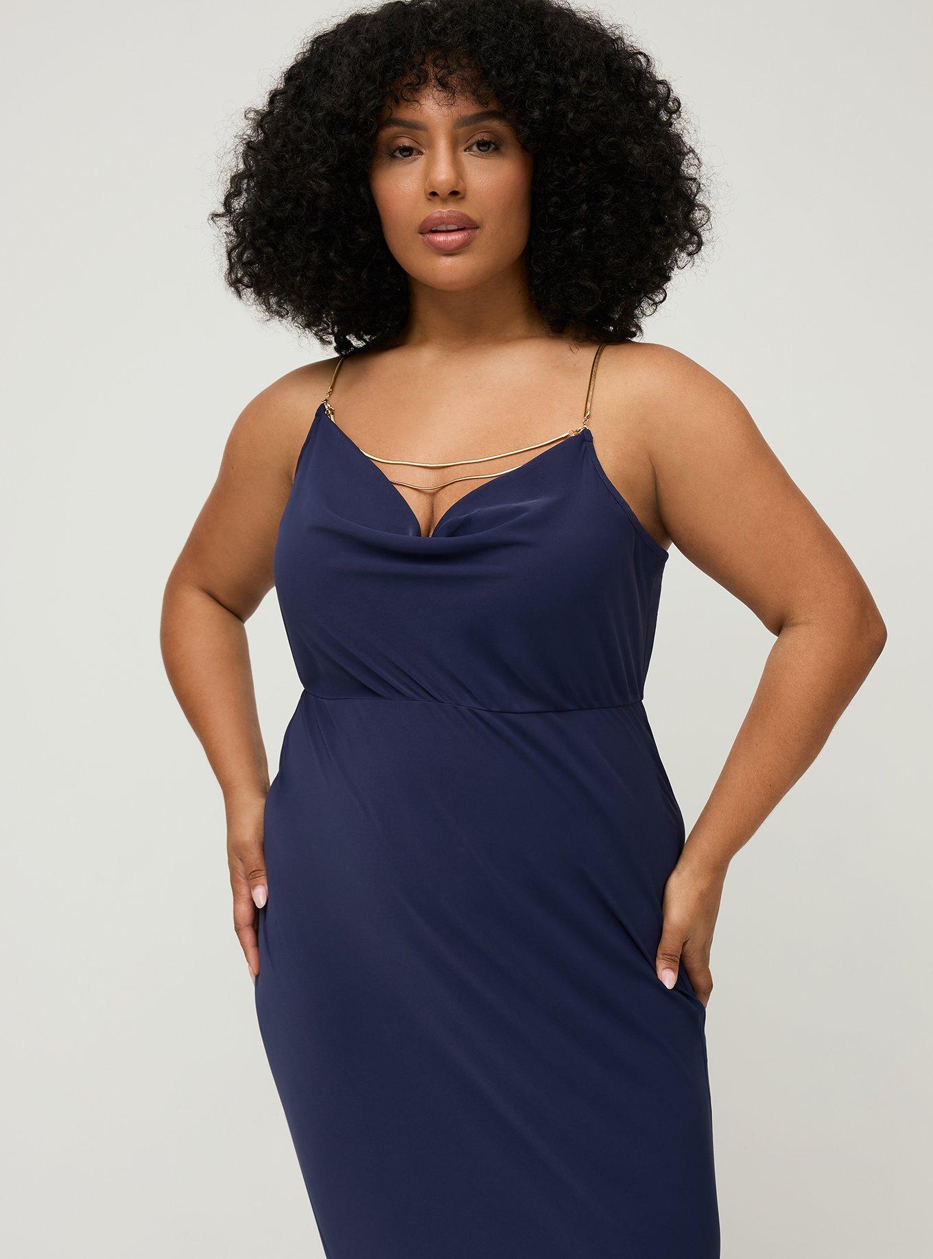 Studio Chain Detail Maxi Slip Dress, PEACOAT, alternate