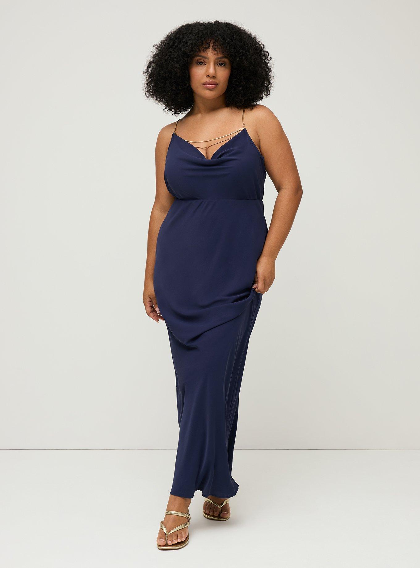 Studio Chain Detail Maxi Slip Dress, PEACOAT, alternate