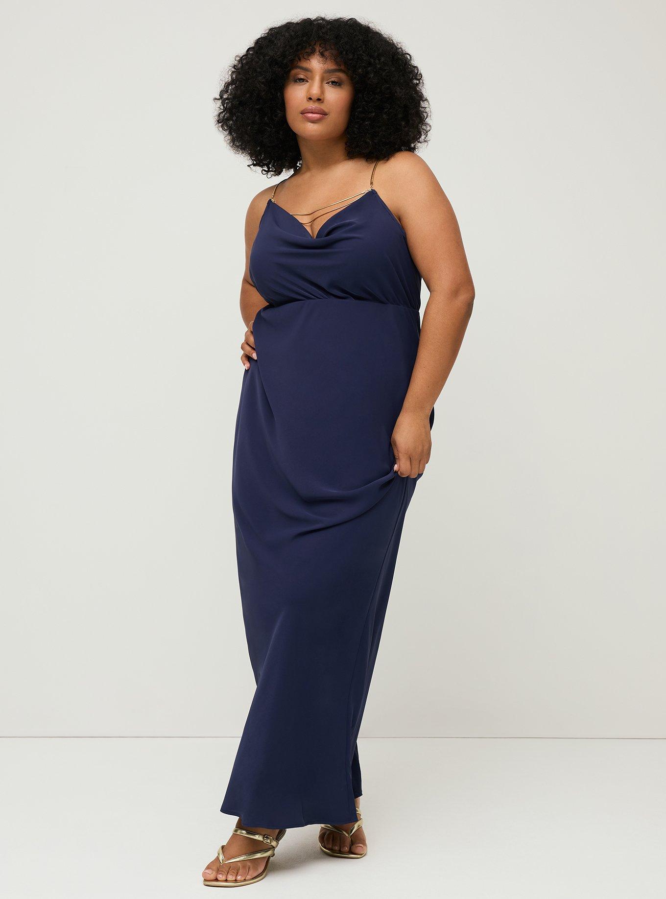 Studio Chain Detail Maxi Slip Dress, PEACOAT, hi-res