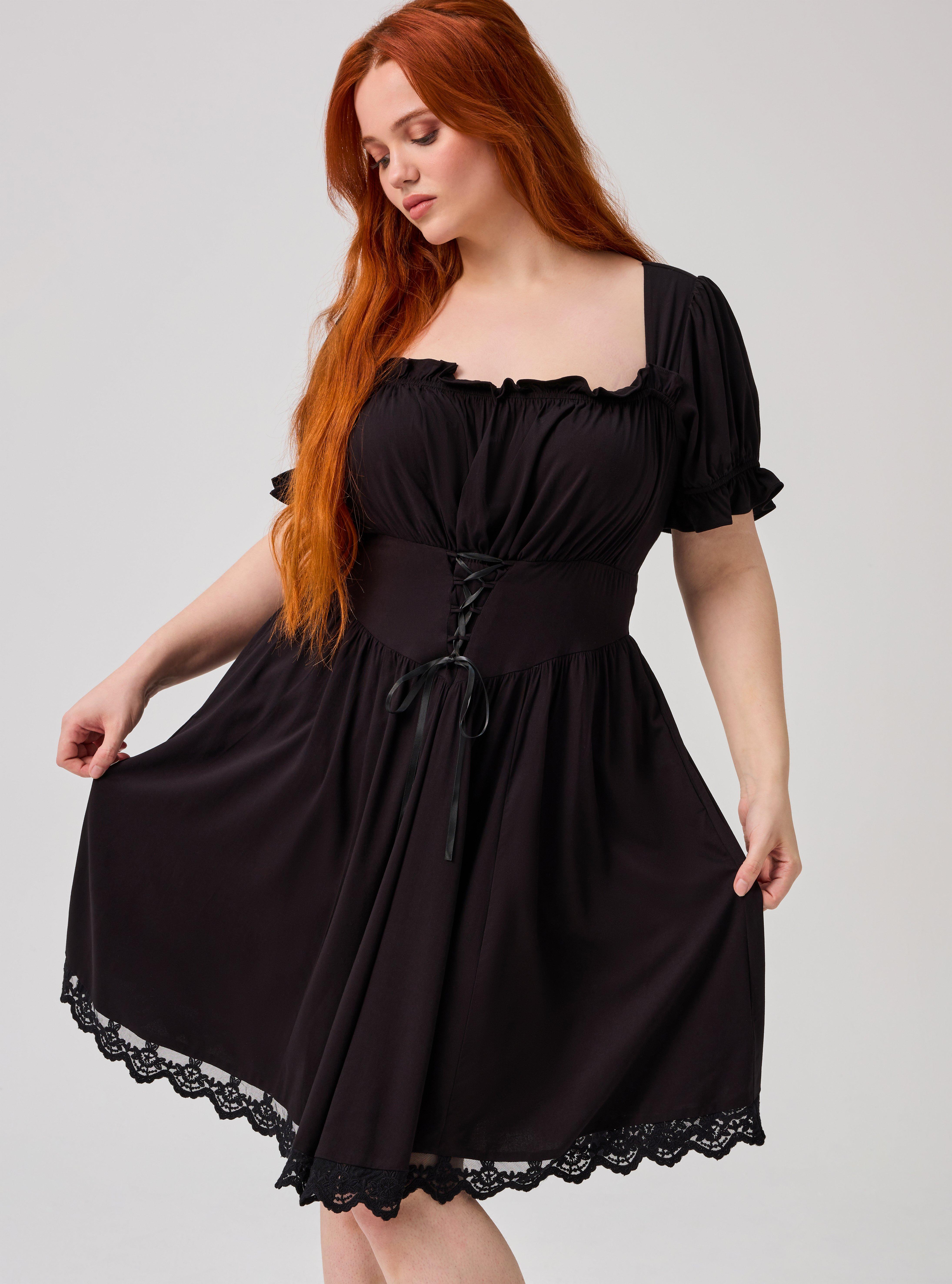 Nightfall Puff Sleeve Corset Mini Dress, DEEP BLACK, alternate
