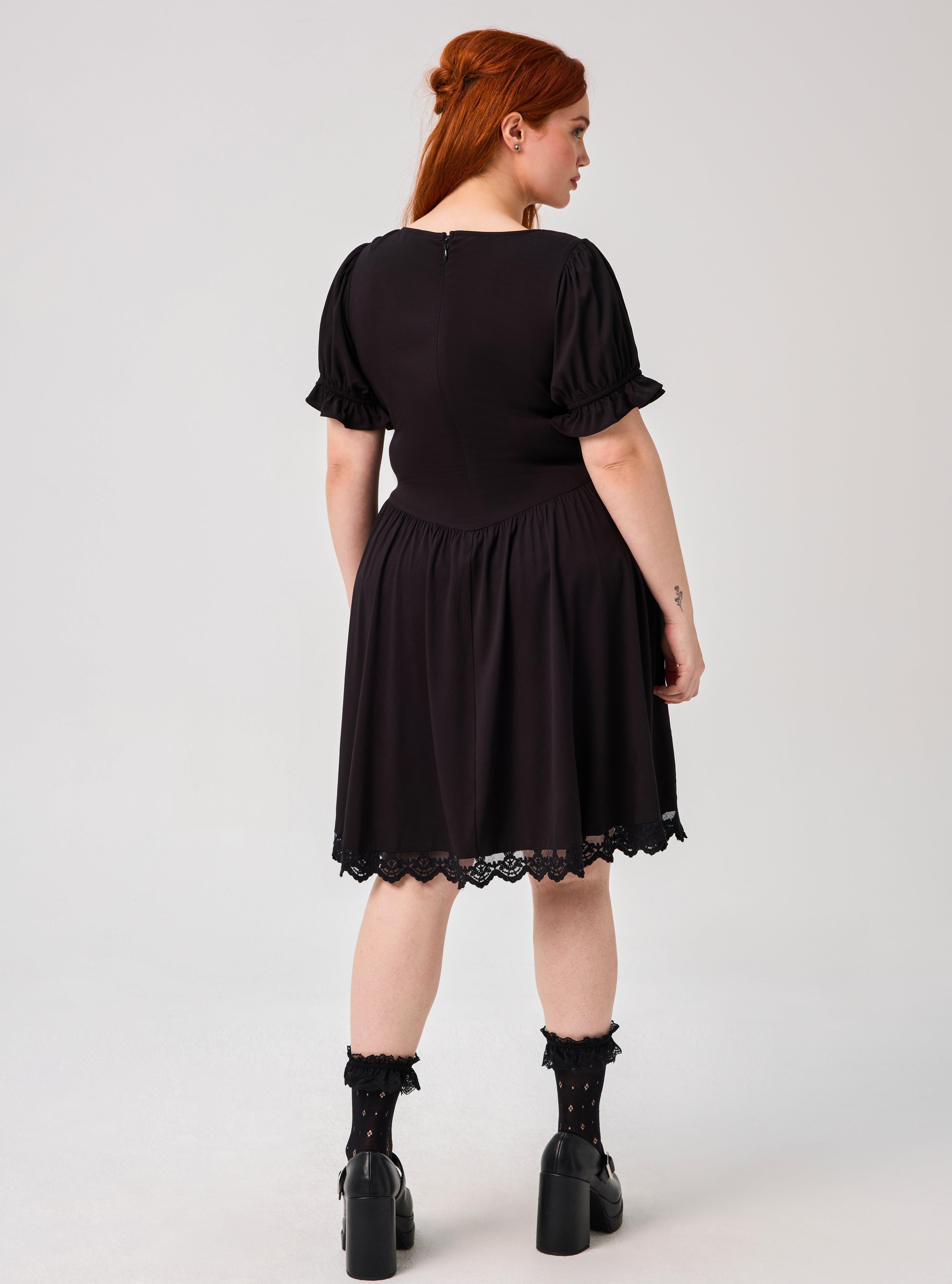 Nightfall Puff Sleeve Corset Mini Dress, DEEP BLACK, alternate