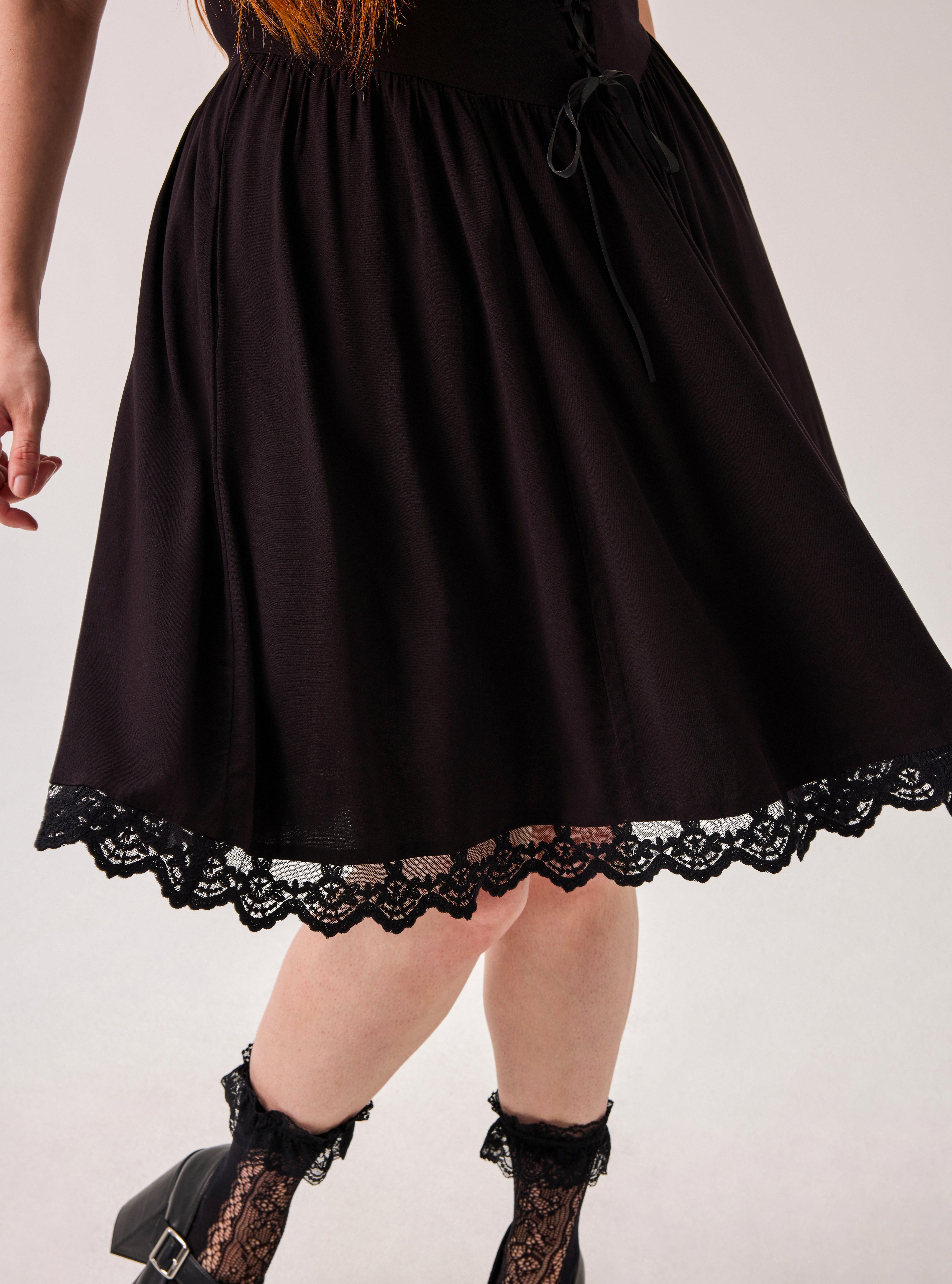 Nightfall Puff Sleeve Corset Mini Dress, DEEP BLACK, alternate