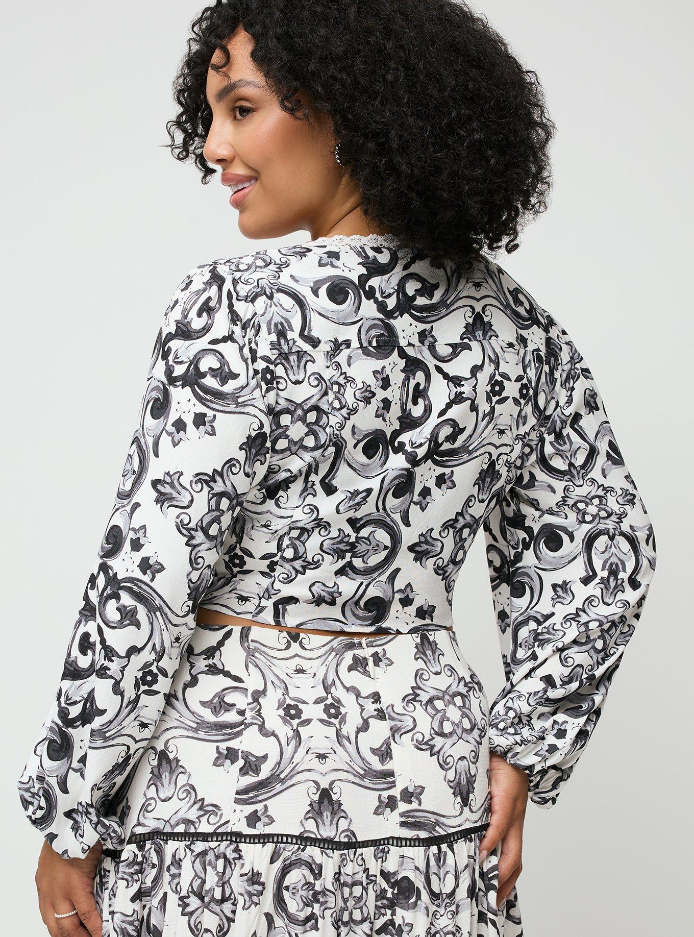 Studio Peasant Crop Top, GOTHIC TILE BLACK, alternate