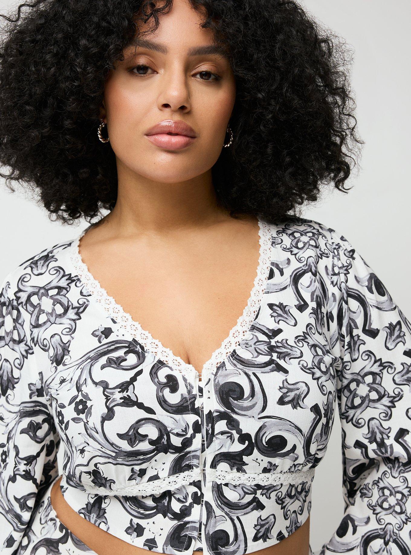 Studio Peasant Crop Top, GOTHIC TILE BLACK, alternate