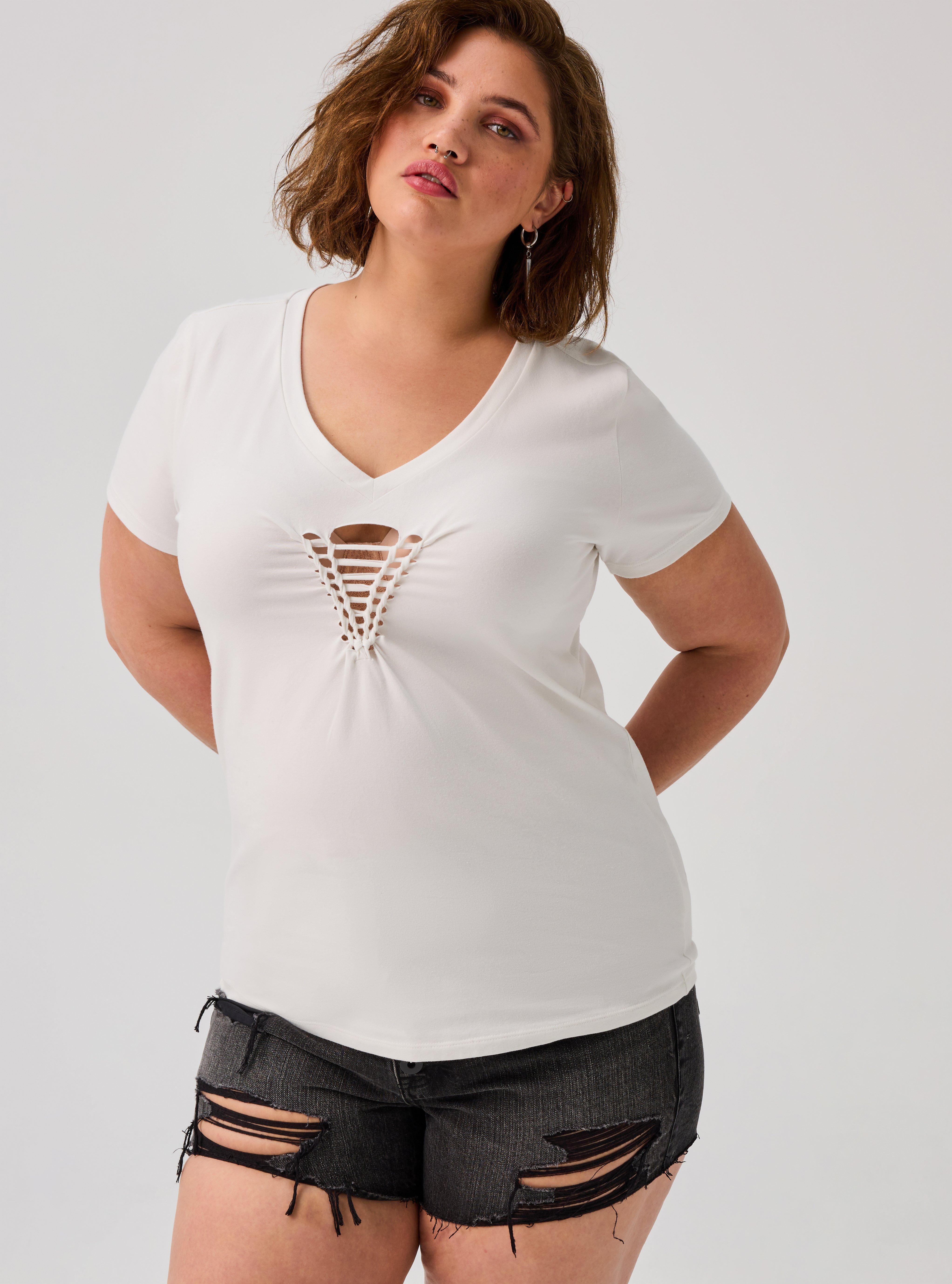 Nightfall Braided V-Neck Tee, BLANC DE BLANC, alternate